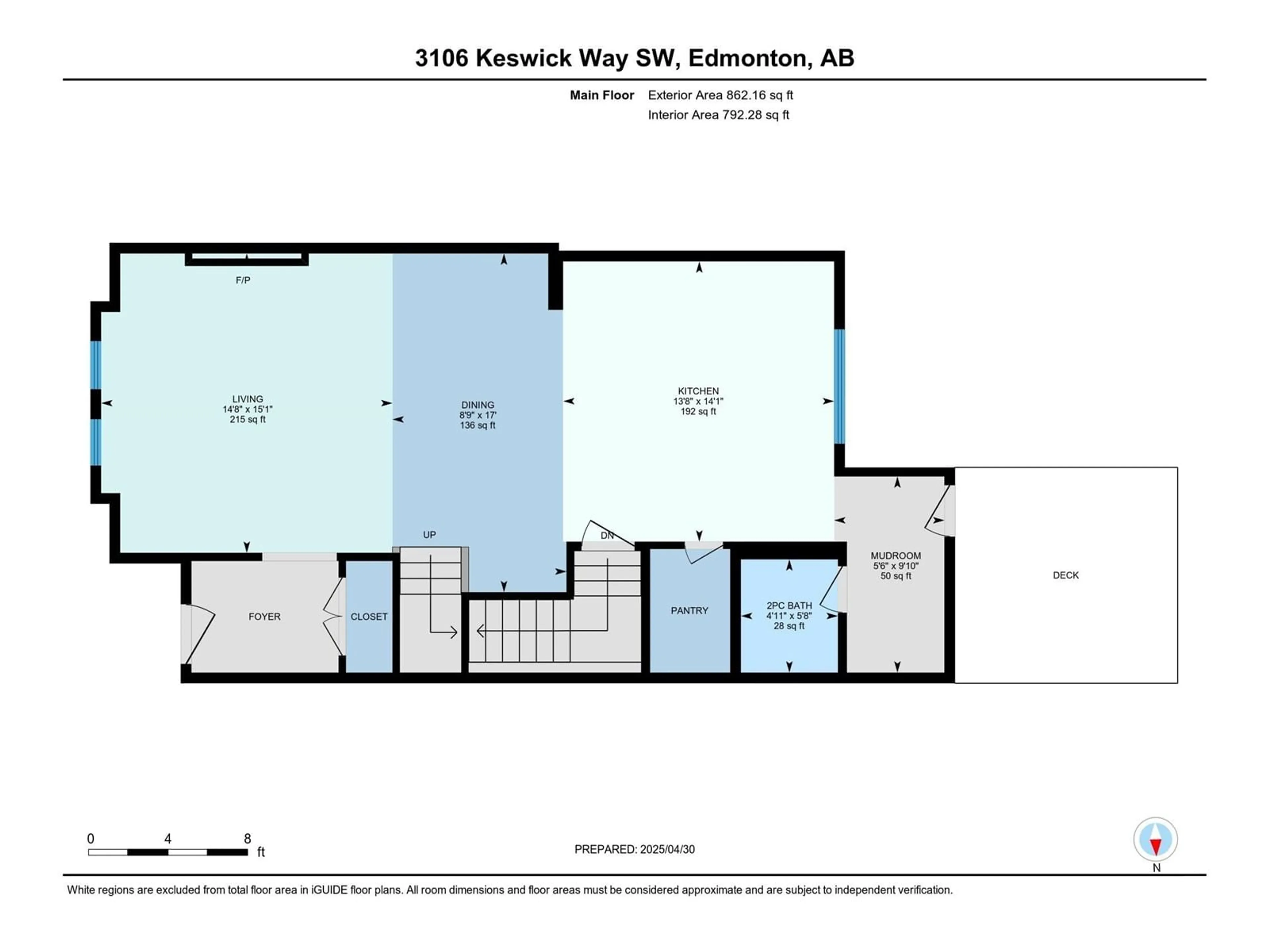 Floor plan for SW - 3106 KESWICK WY, Edmonton Alberta T6W3X5