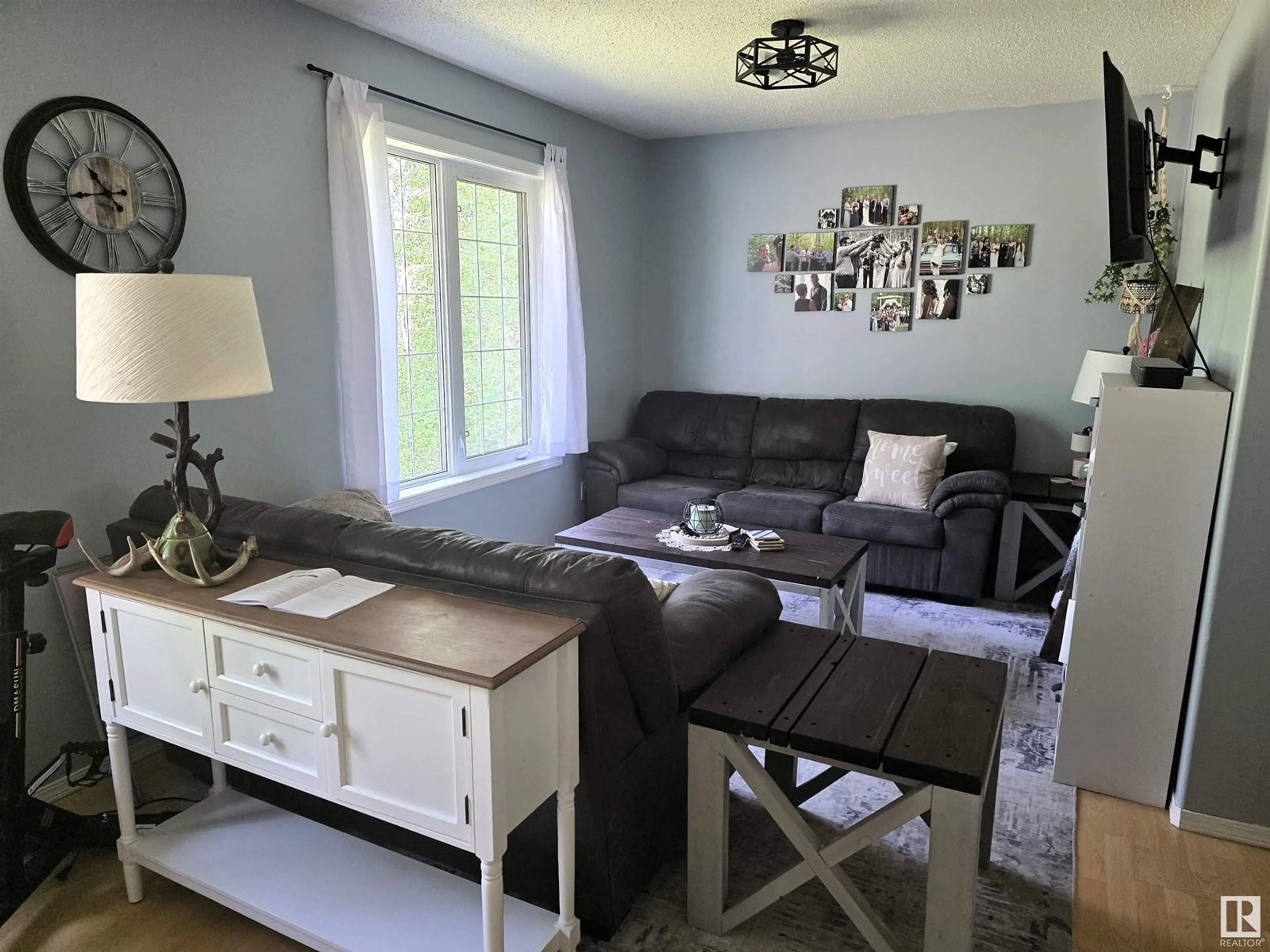 Living room with furniture, wood/laminate floor for #1-46324 TWP 611, Rural Bonnyville M.D. Alberta T9N2J6
