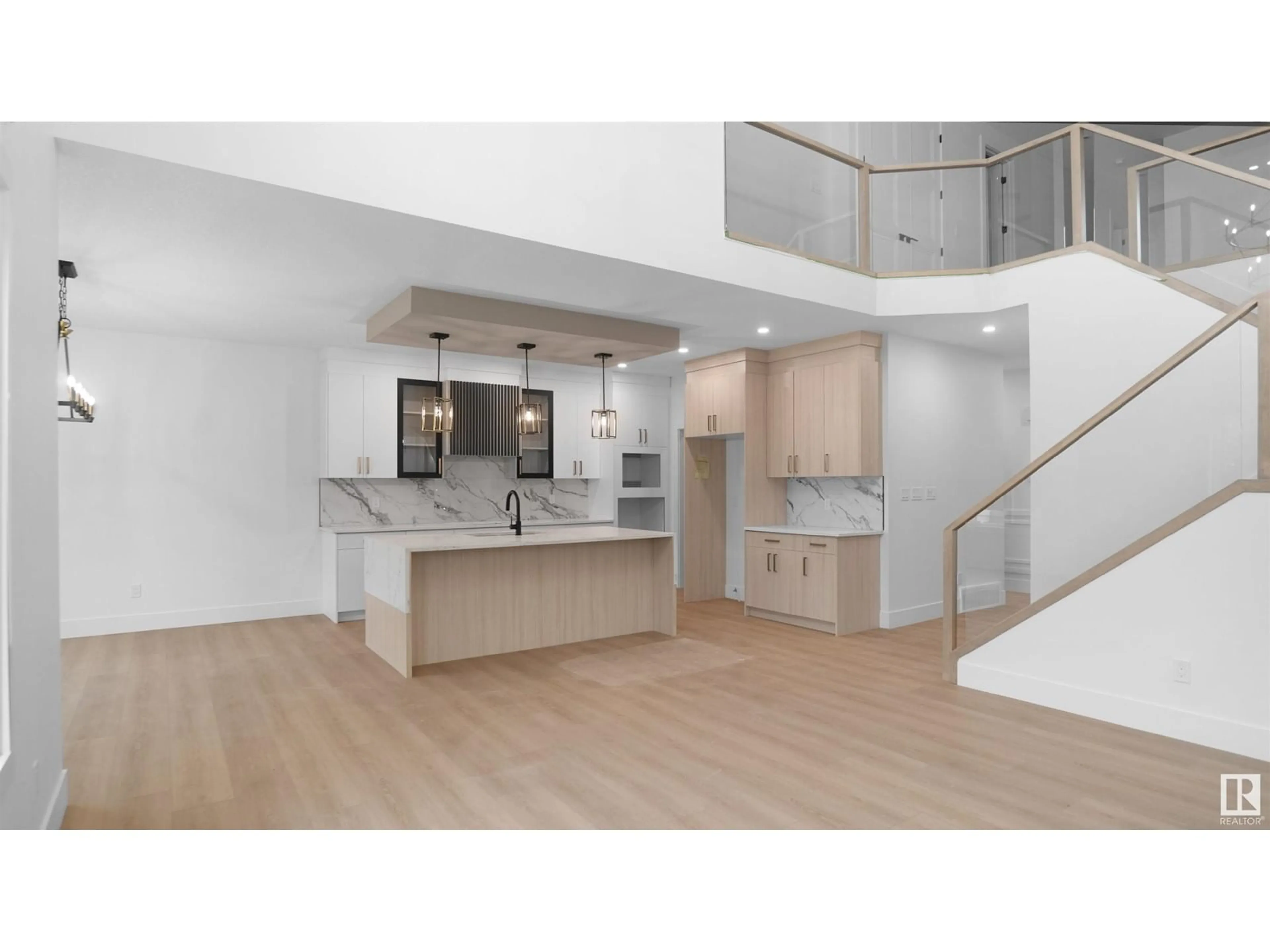 Open concept kitchen, wood/laminate floor for 6179 CARR RD, Edmonton Alberta T5E6Y5