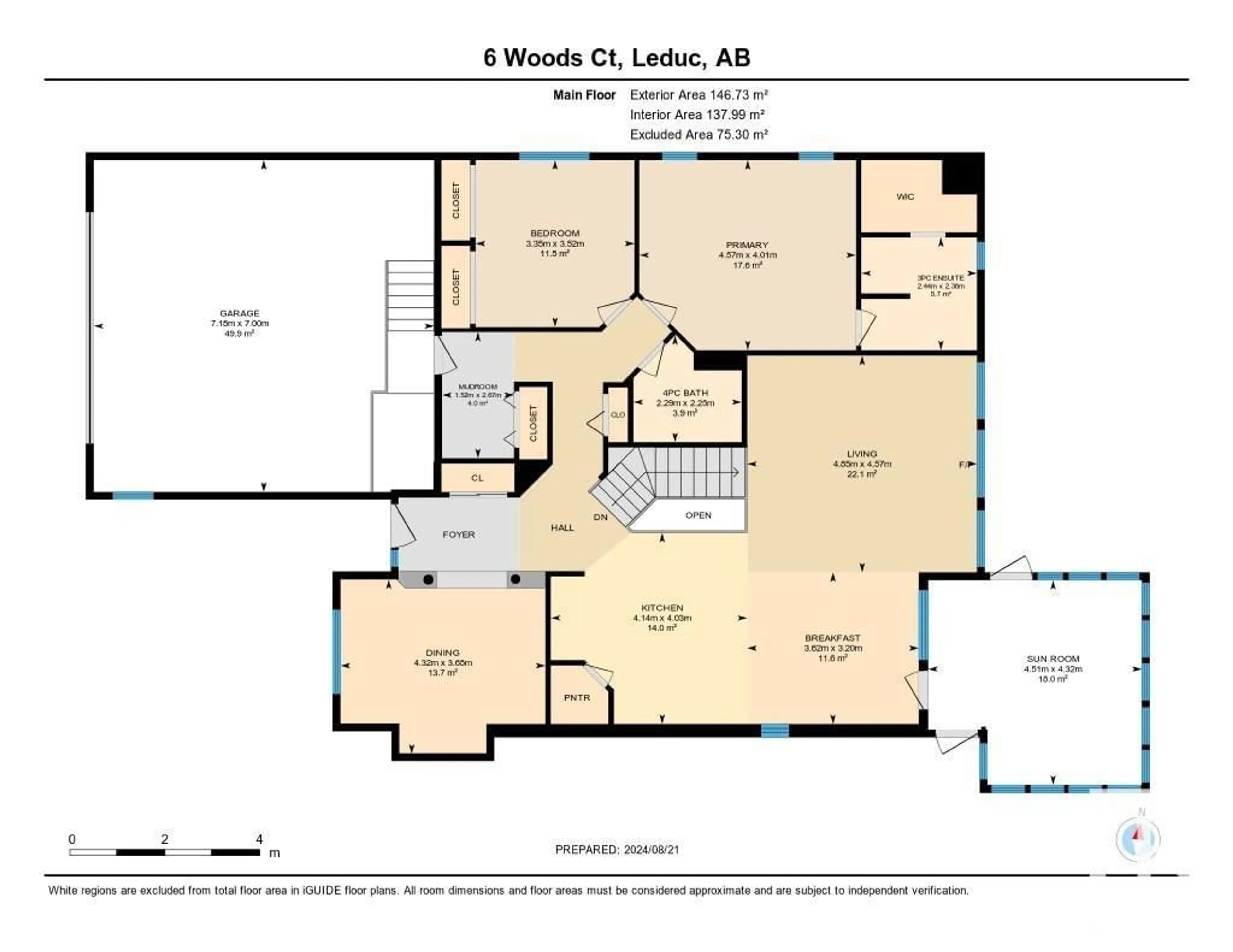 Floor plan for 6 WOODS, Leduc Alberta T9E8K3