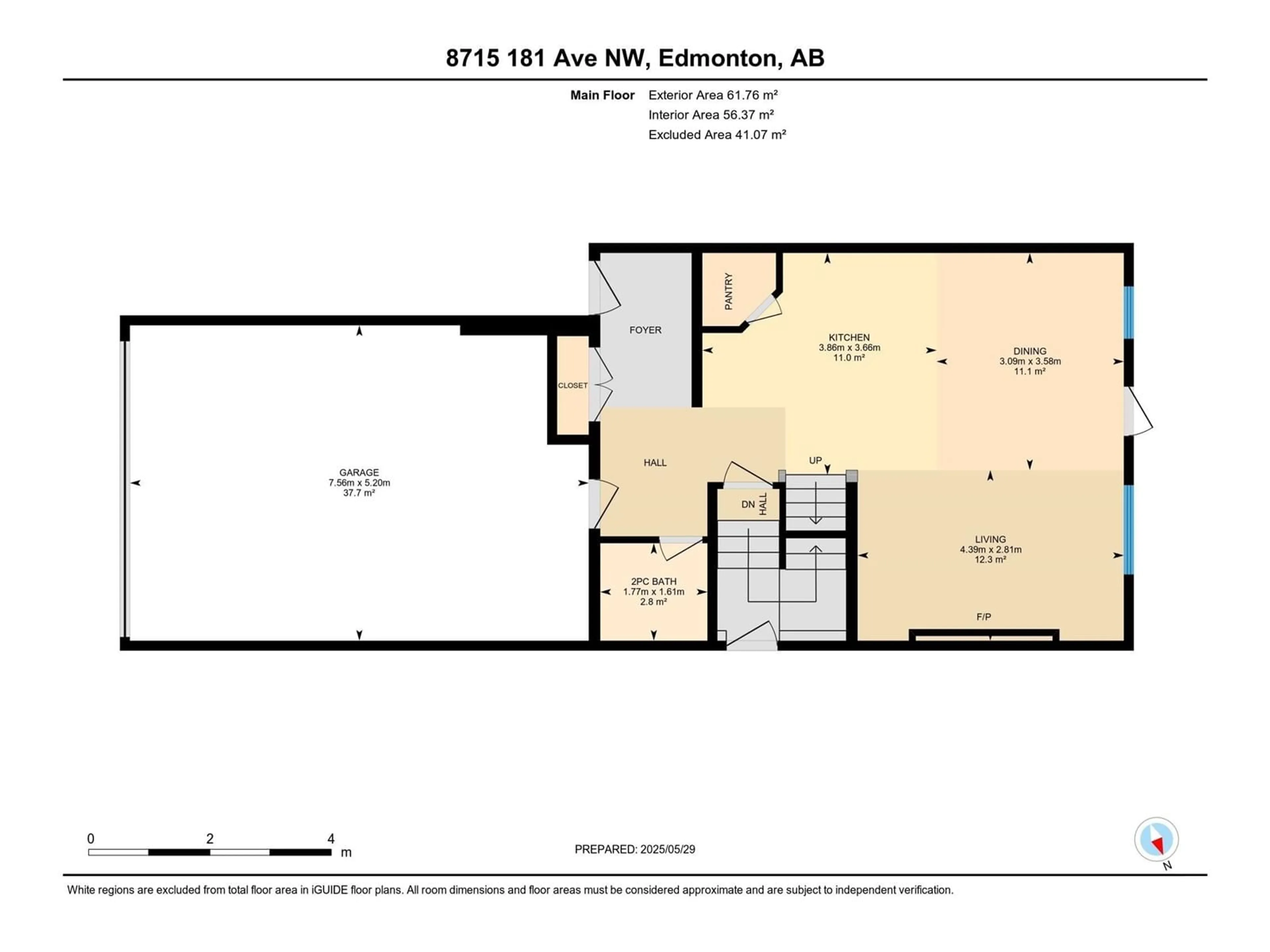 Floor plan for NW - 8723 181 AV, Edmonton Alberta T5Z0X2
