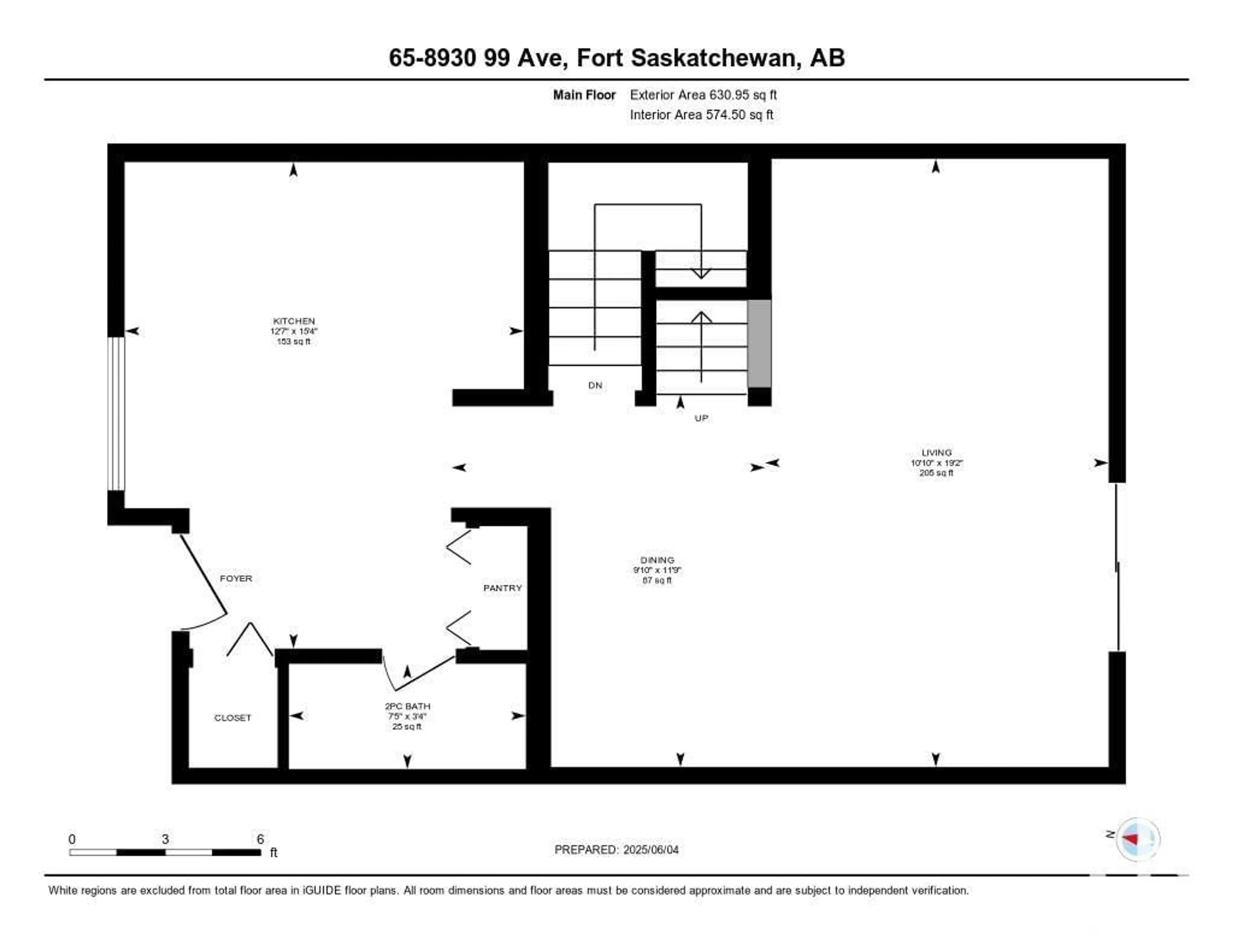 Floor plan for 65 - 8930 99 AV, Fort Saskatchewan Alberta T8L0C9