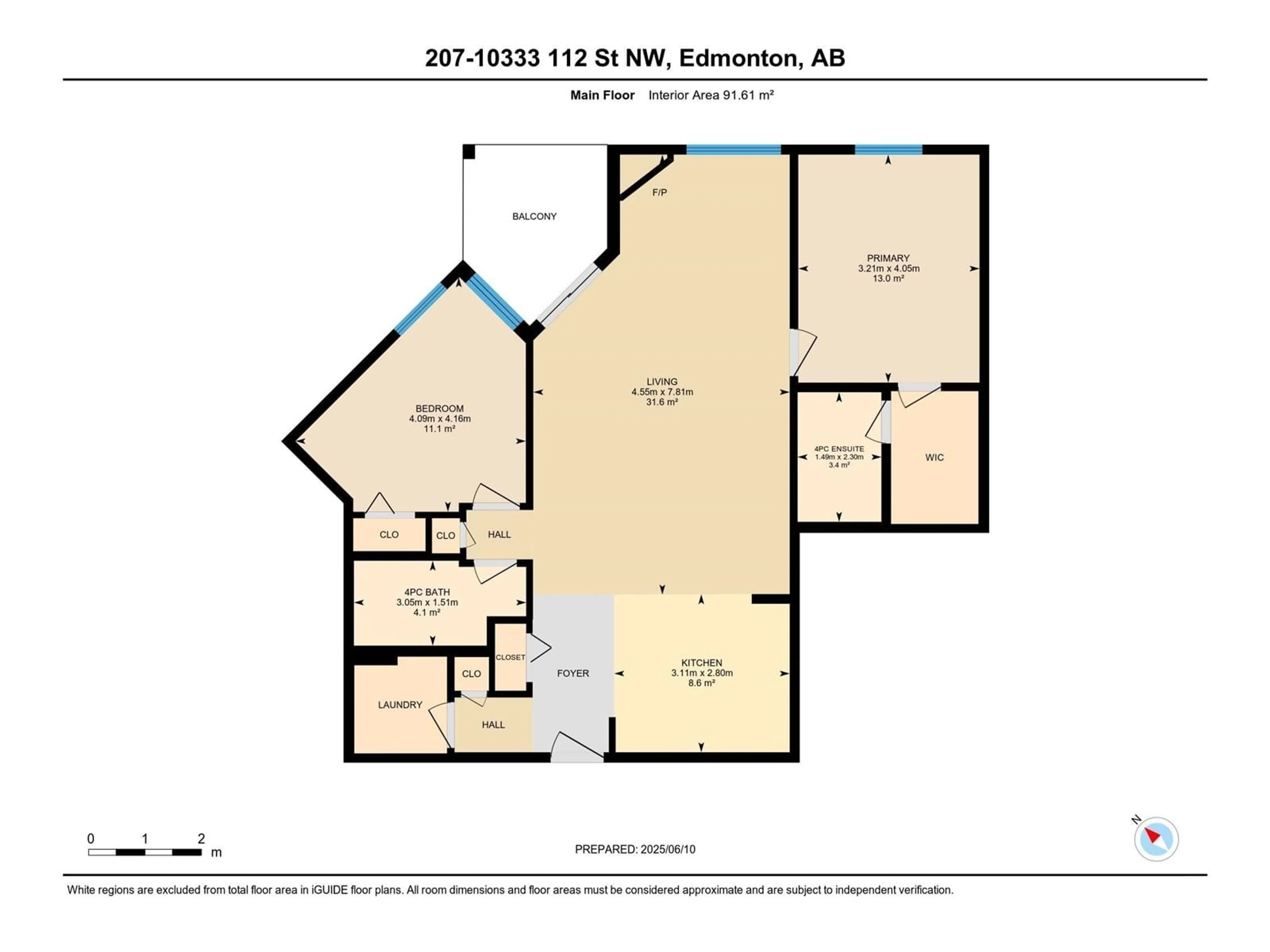 Floor plan for 207 - 10333 112 ST NW, Edmonton Alberta T5K0B4