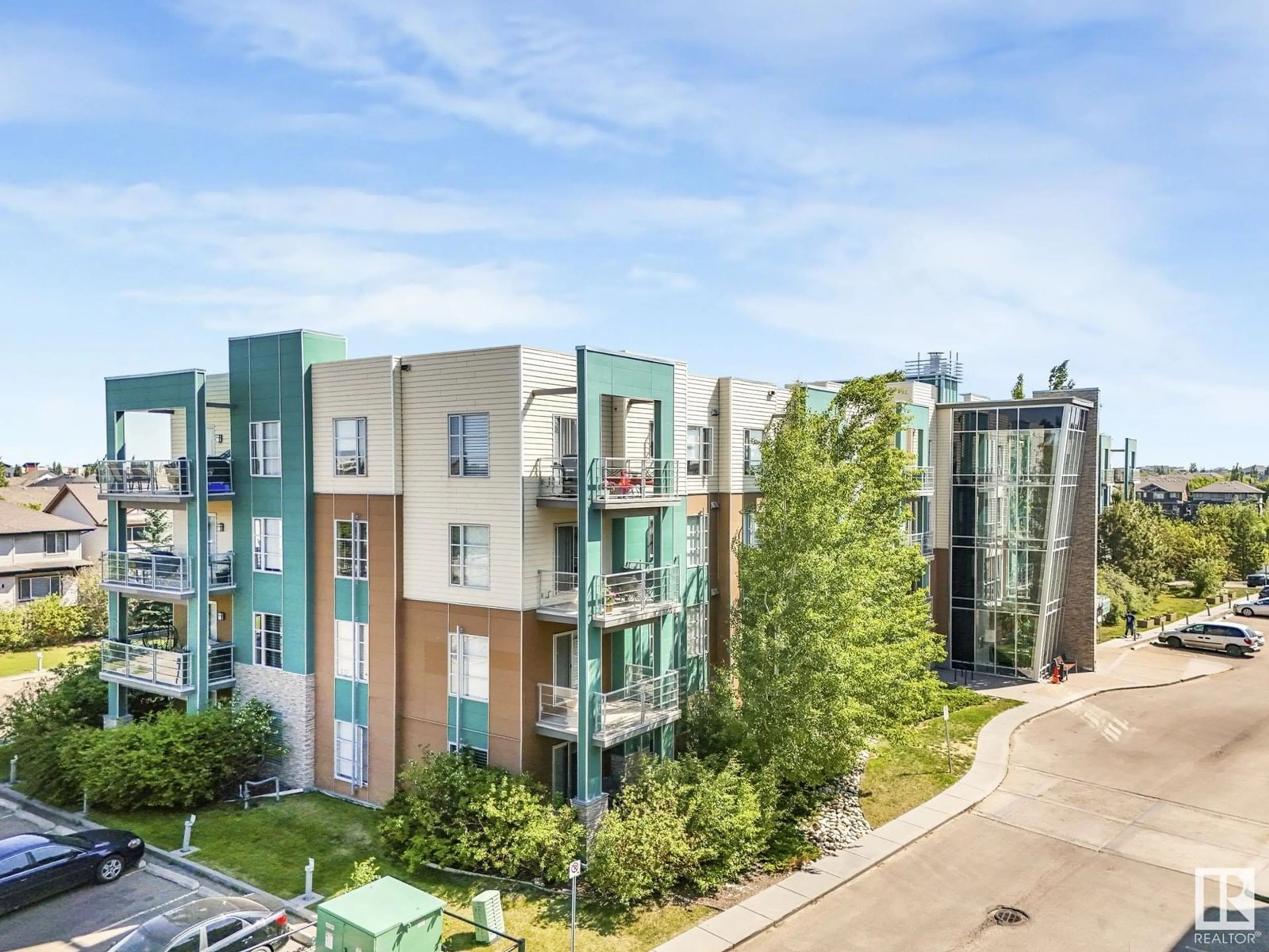 A pic from outside/outdoor area/front of a property/back of a property/a pic from drone, city buildings view from balcony for #416 - 2588 ANDERSON WY, Edmonton Alberta T6W0R2
