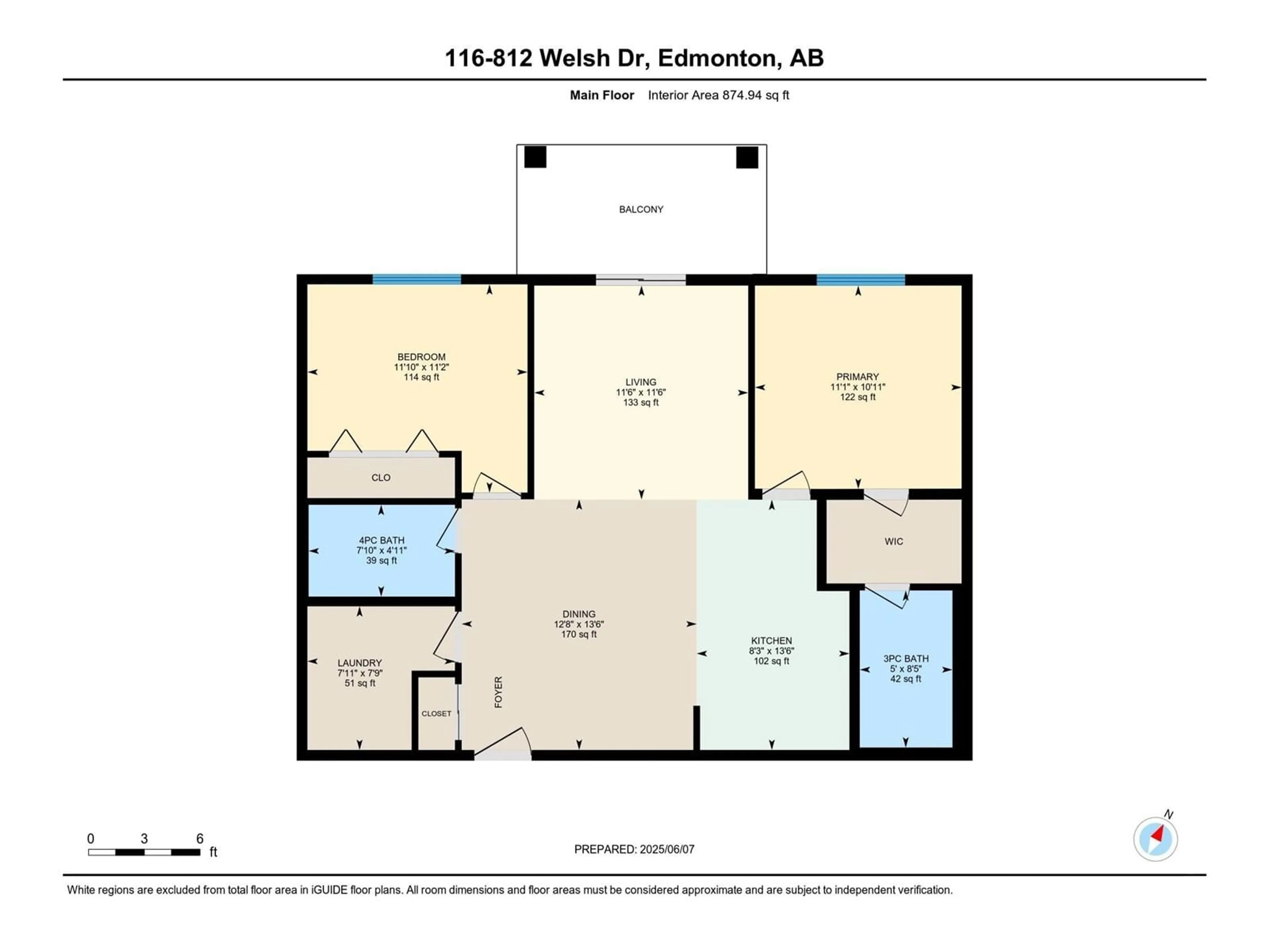 Floor plan for #116 - 812 WELSH DR, Edmonton Alberta T6X1Y7