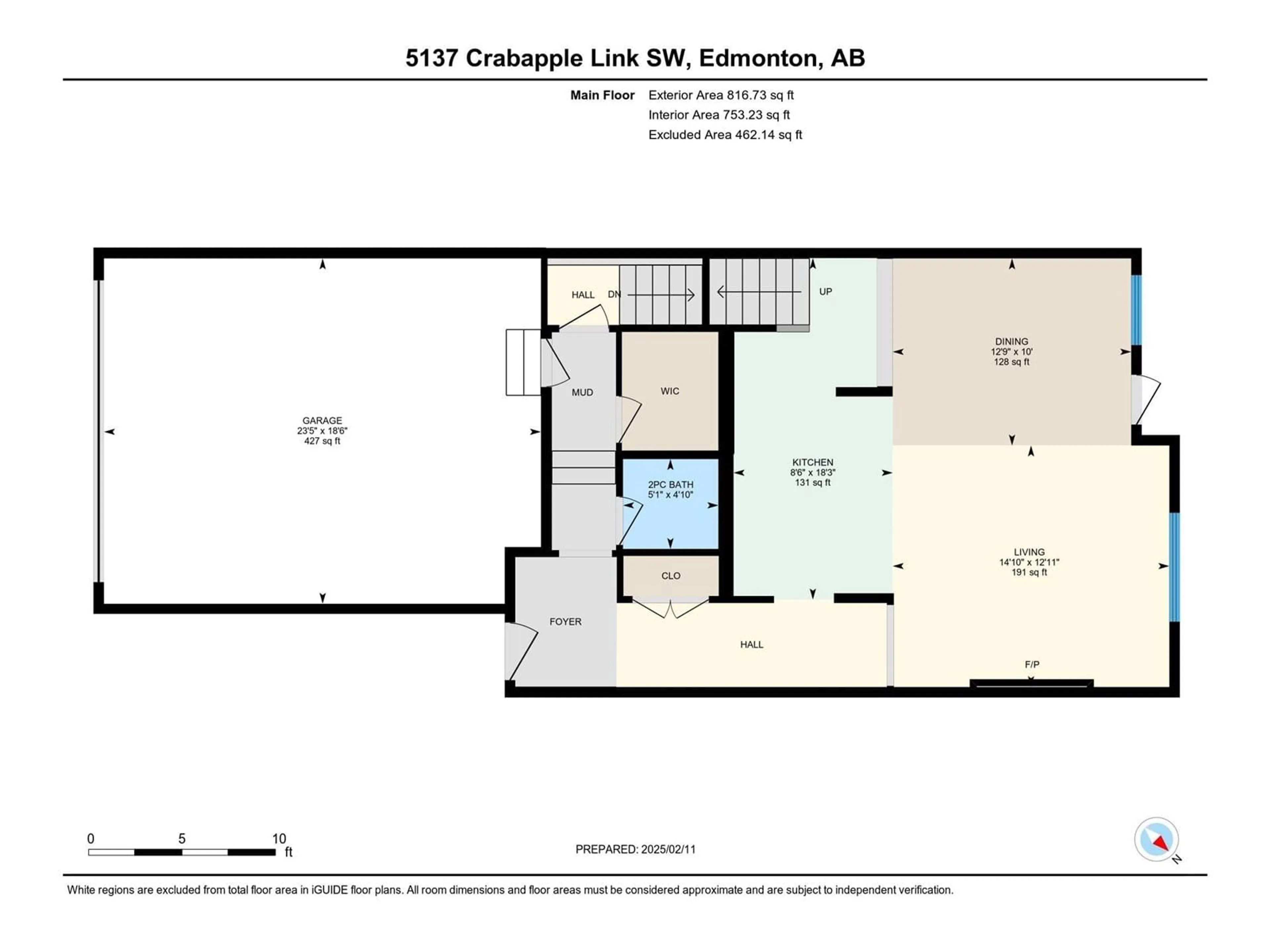 Floor plan for SW SW - 5137 CRABAPPLE LI, Edmonton Alberta T6X0X4