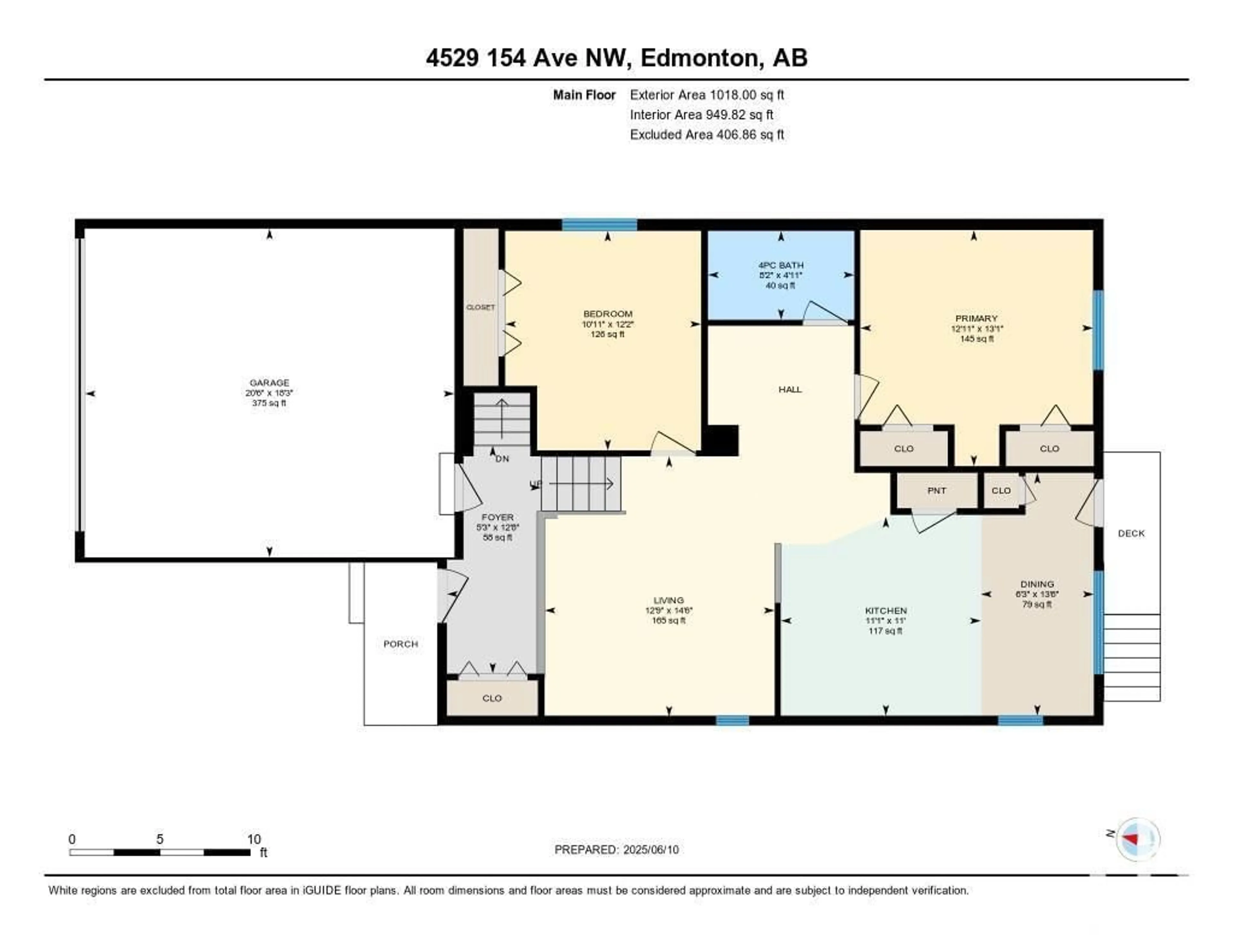 Floor plan for 4529 154 AV, Edmonton Alberta T5Y3H3