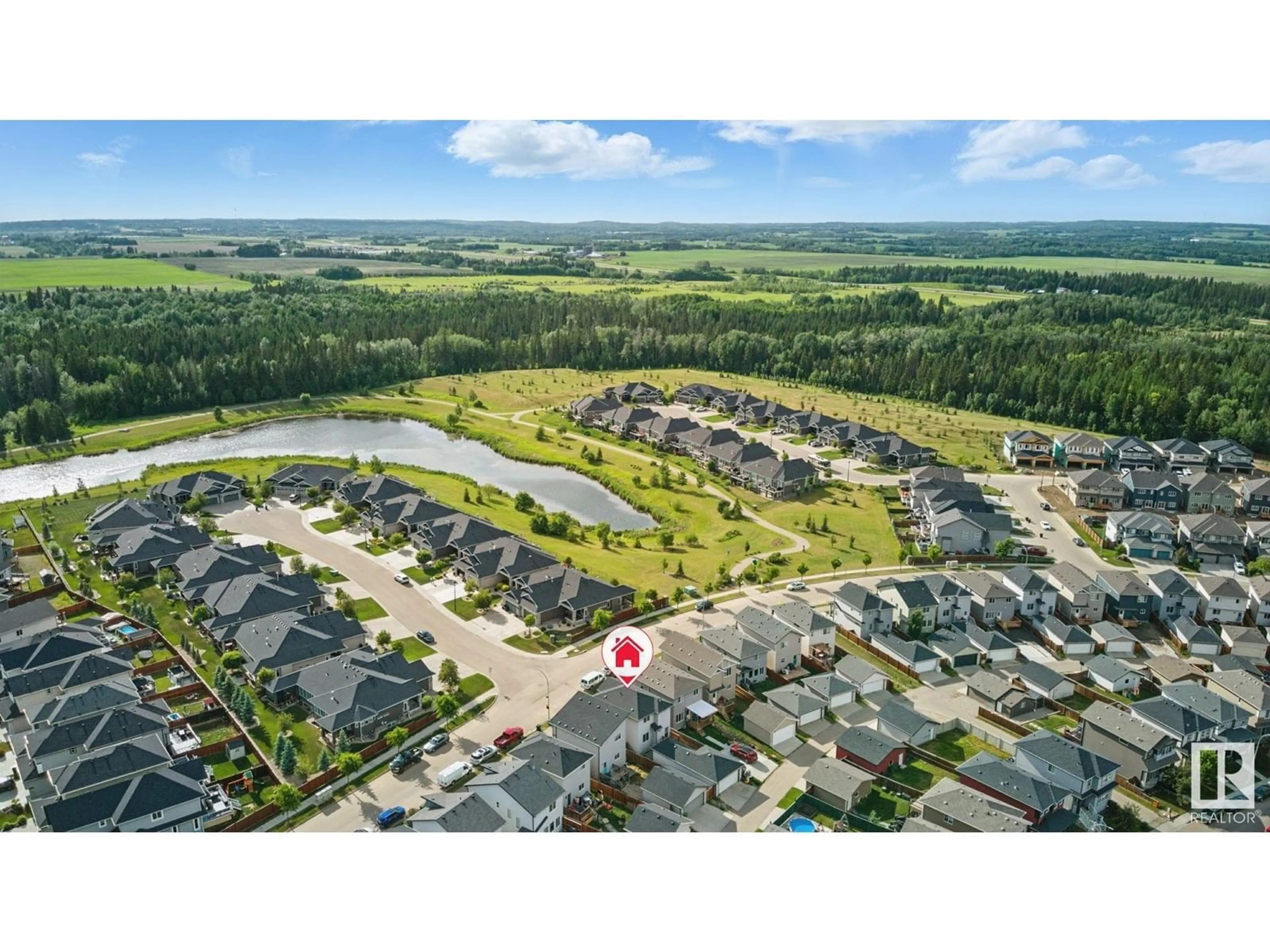 A pic from outside/outdoor area/front of a property/back of a property/a pic from drone, water/lake/river/ocean view for 112 HARVEST RIDGE DR, Spruce Grove Alberta T7X0V8