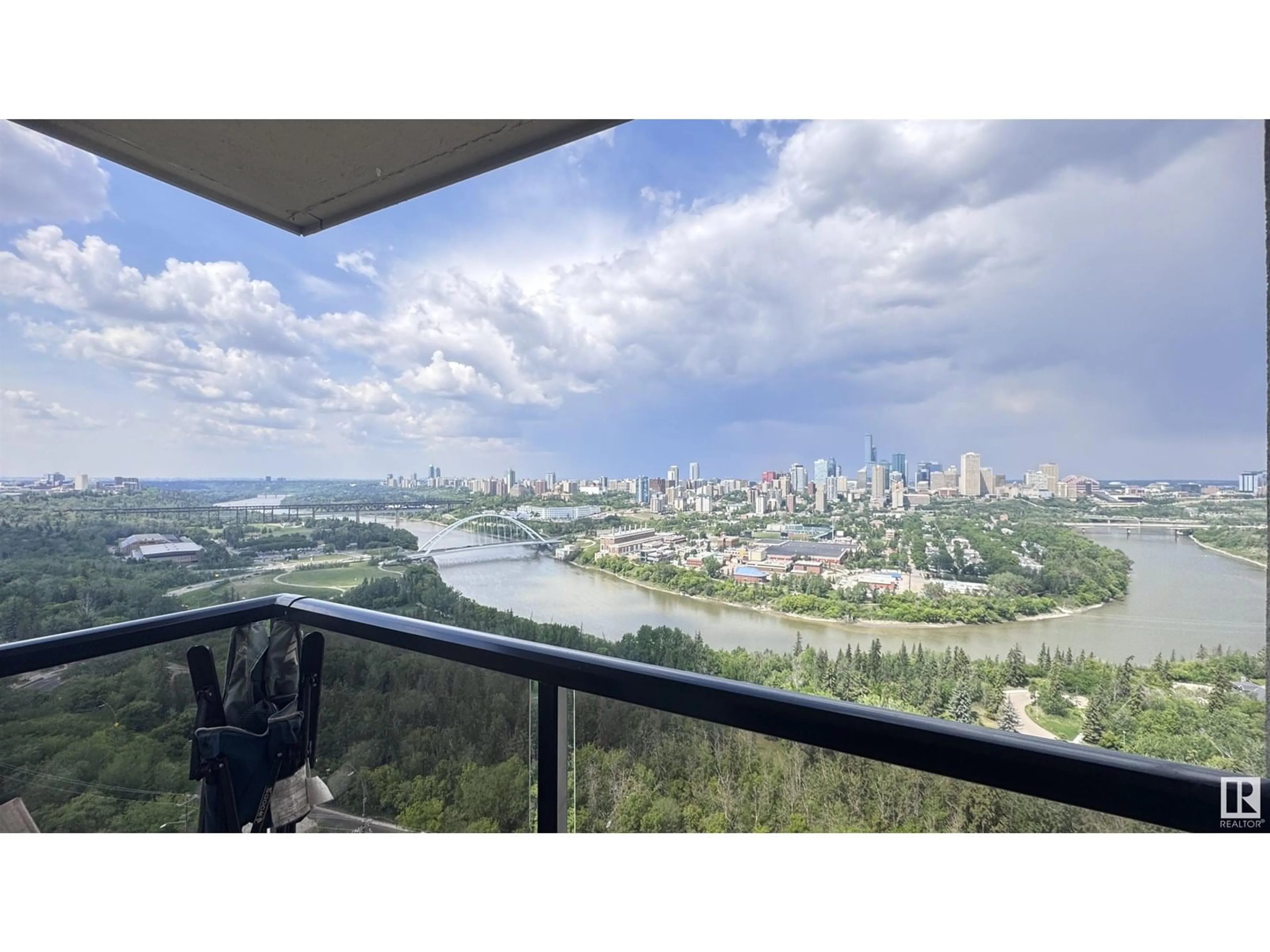 Balcony in the apartment, water/lake/river/ocean view for 2005 SASKATCHEWAN DR, Edmonton Alberta T6E6B6