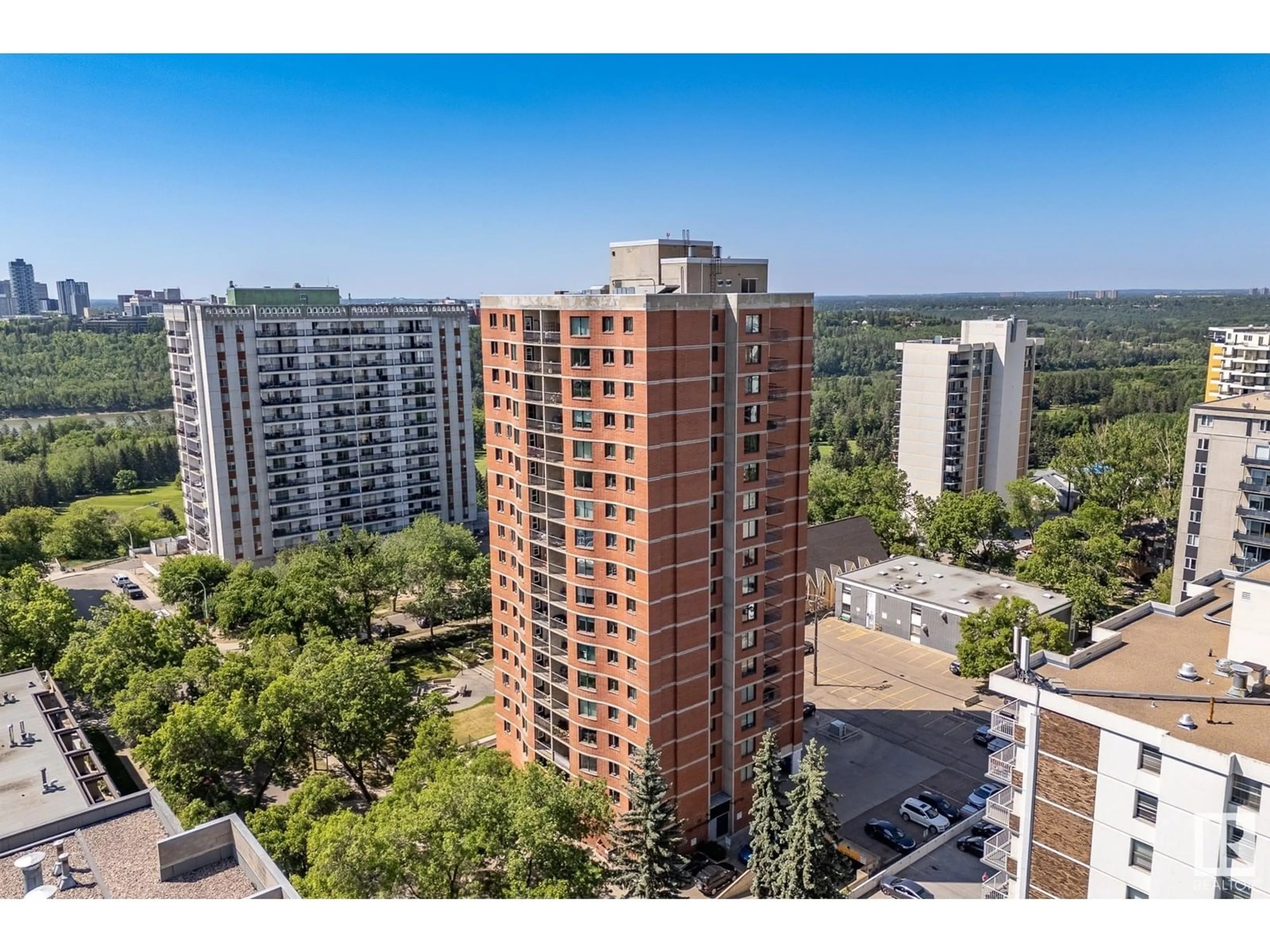 A pic from outside/outdoor area/front of a property/back of a property/a pic from drone, city buildings view from balcony for #202 - 9916 113 ST, Edmonton Alberta T5K2N3