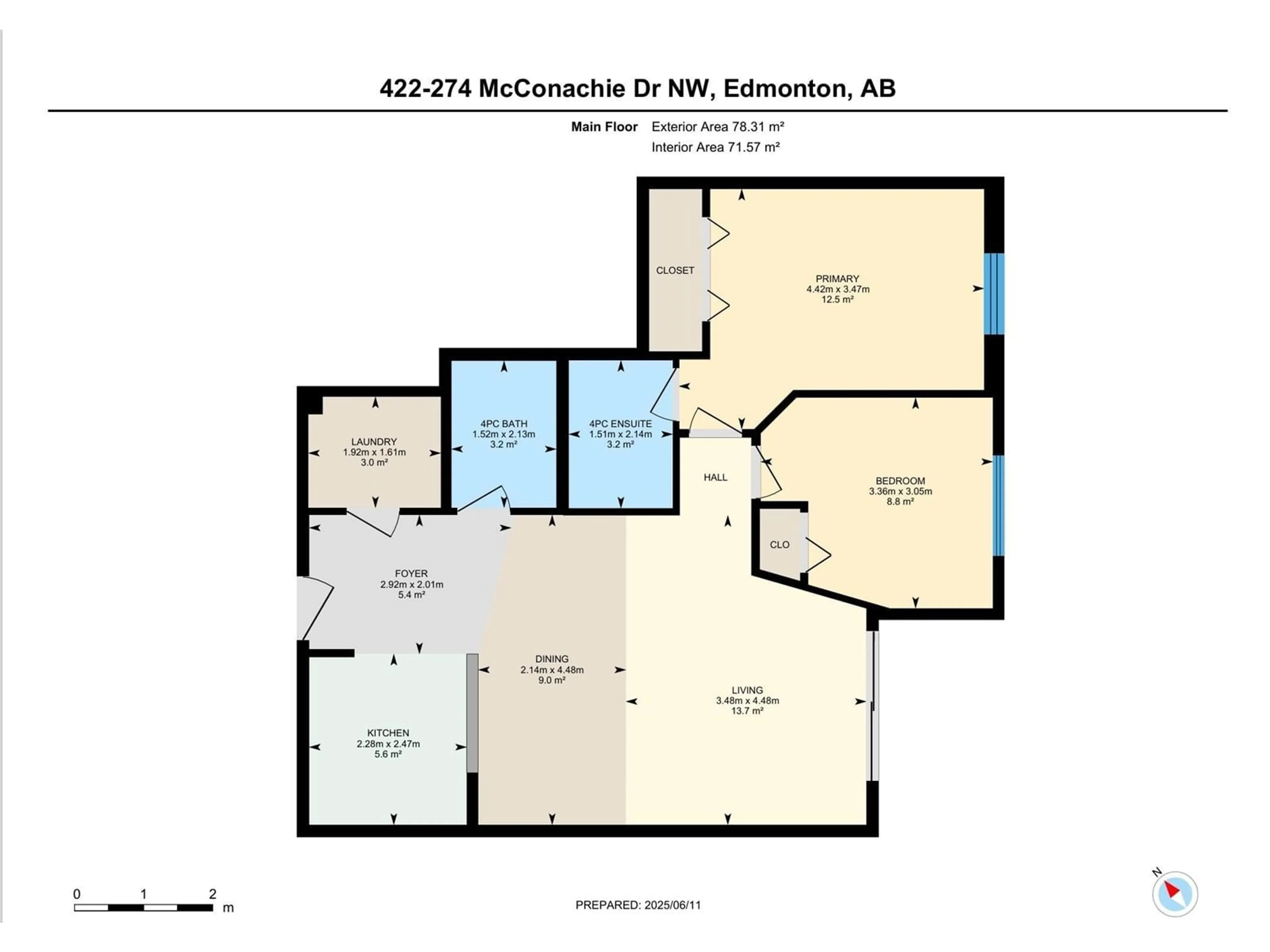 Floor plan for 274 - 422 MCCONACHIE DR, Edmonton Alberta T5Y3N4