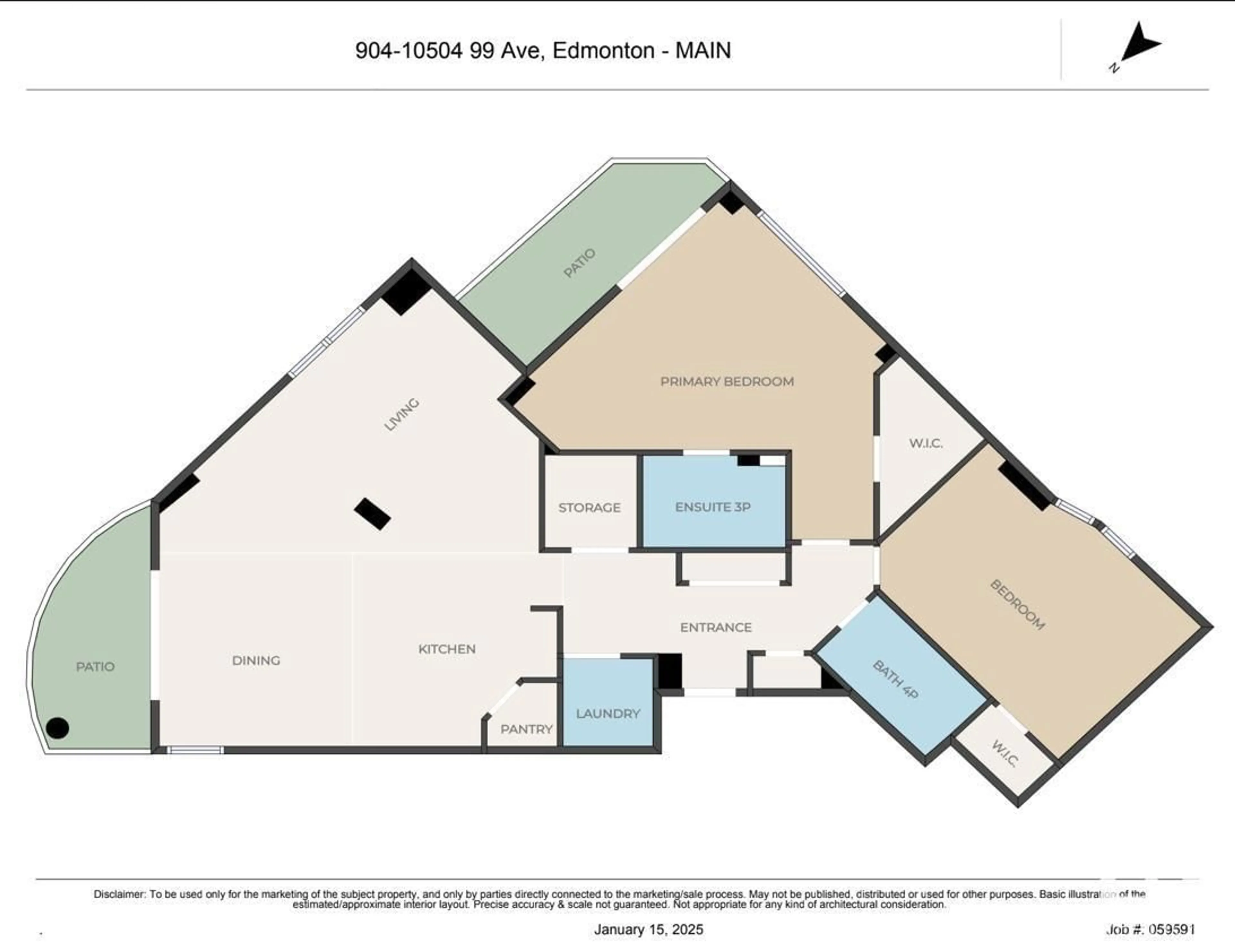 Floor plan for 904 - 10504 99 AV, Edmonton Alberta T5K1B2