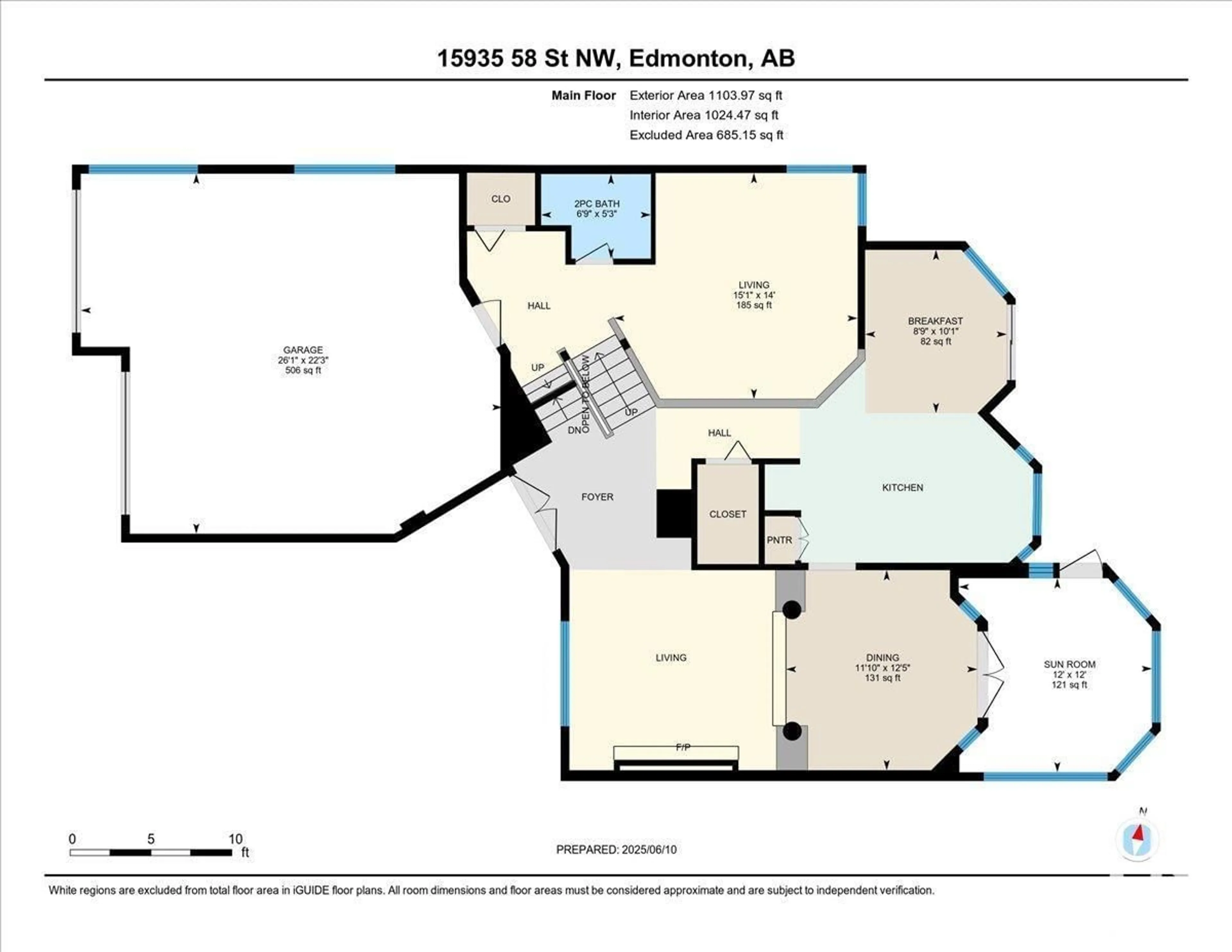 Floor plan for NW - 15935 58 ST, Edmonton Alberta T5Y2R5