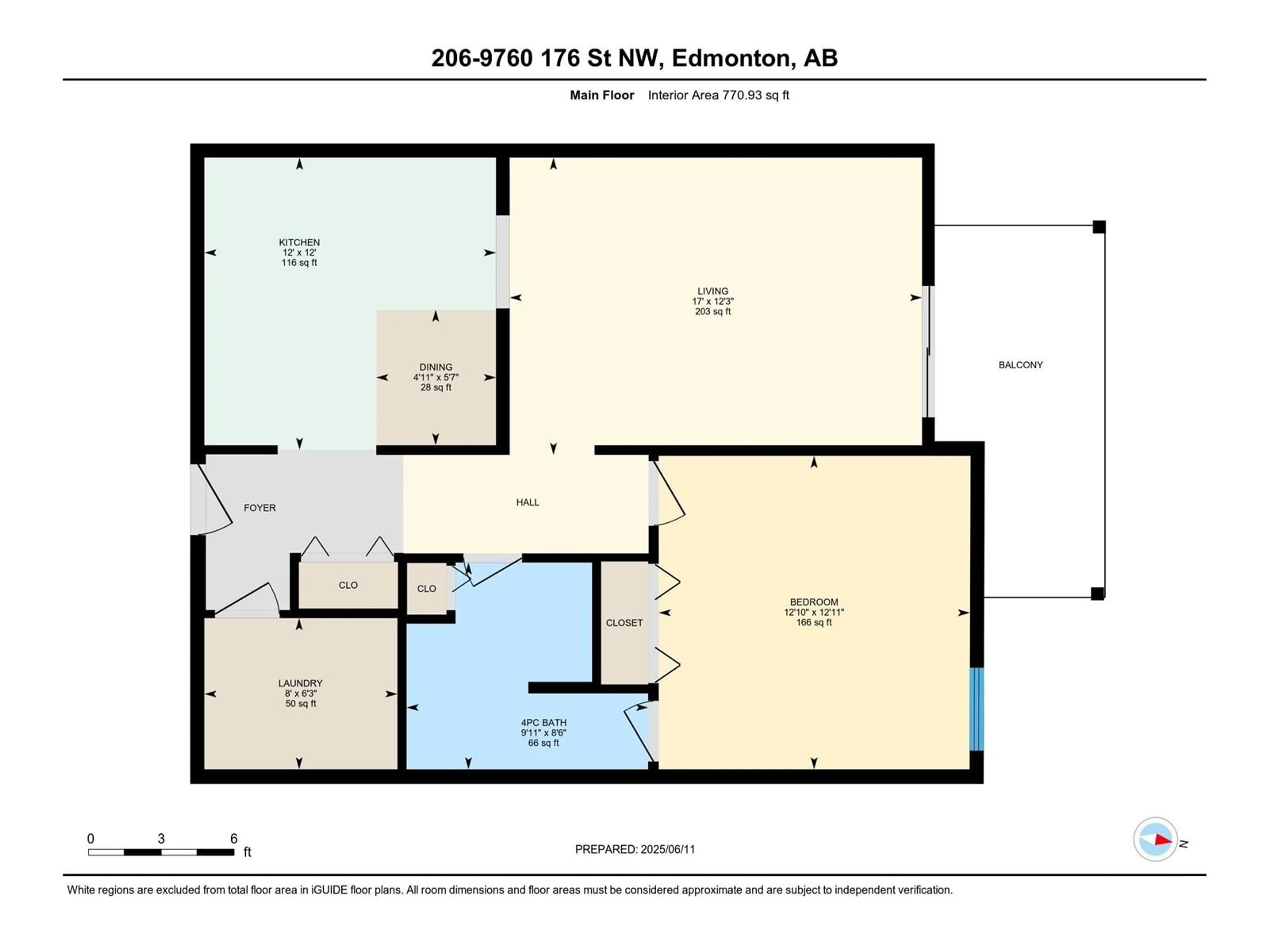 Floor plan for #206 - 9760 176 ST, Edmonton Alberta T5T5Z5