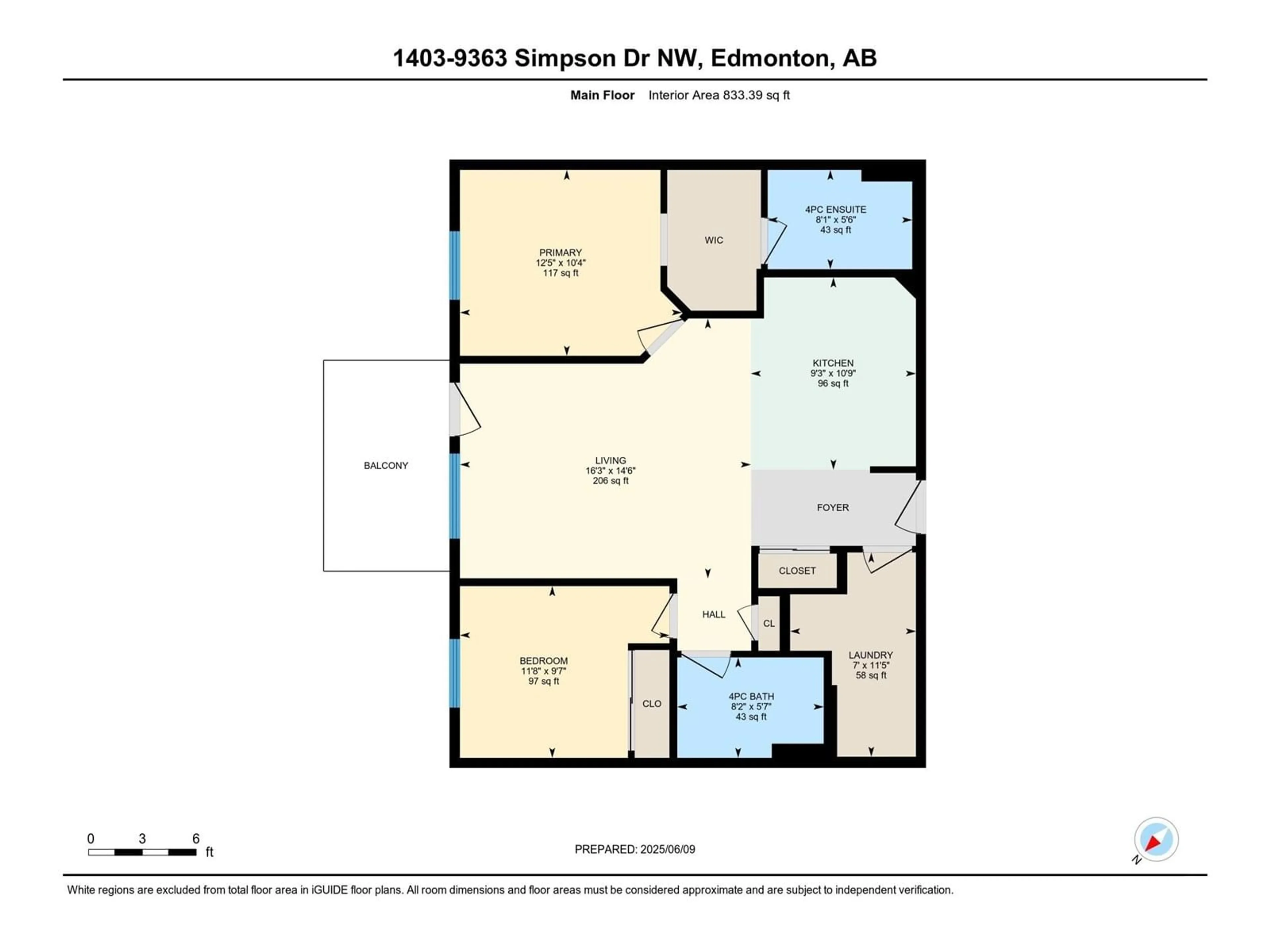 Floor plan for #1403 - 9363 SIMPSON DR, Edmonton Alberta T6R0N2