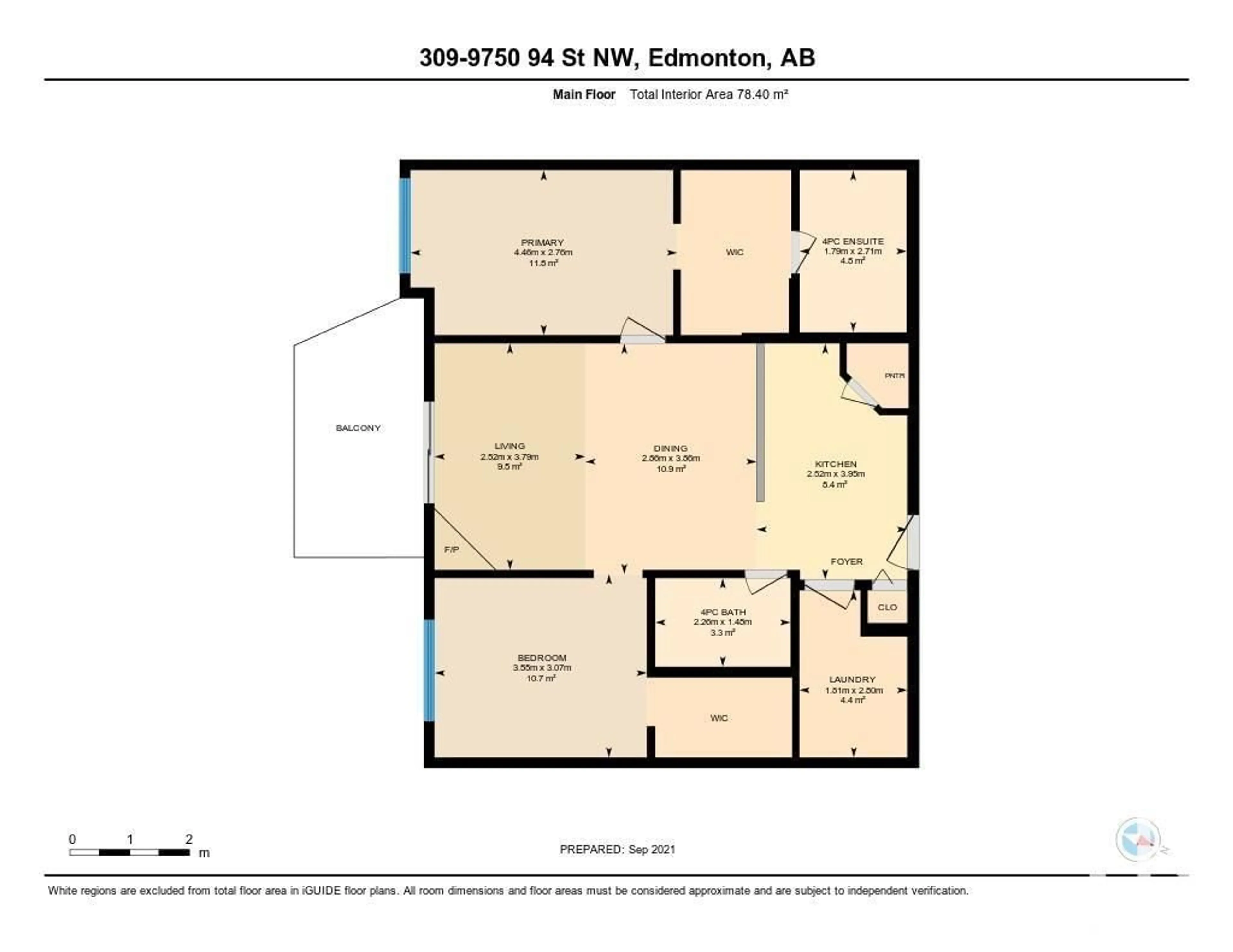 Floor plan for #309 - 9750 94 ST, Edmonton Alberta T6C2E3
