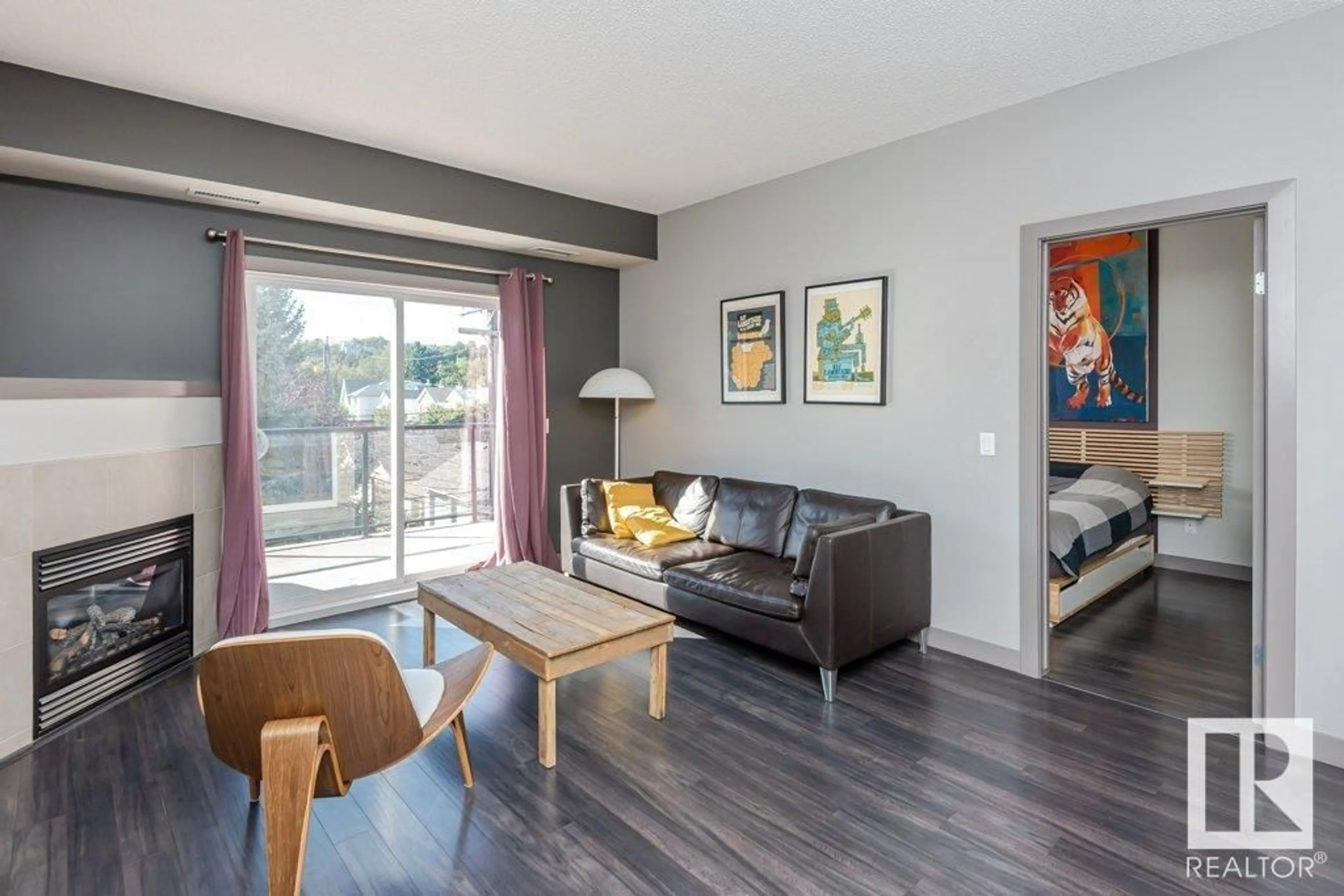 Living room with furniture, wood/laminate floor for #309 - 9750 94 ST, Edmonton Alberta T6C2E3