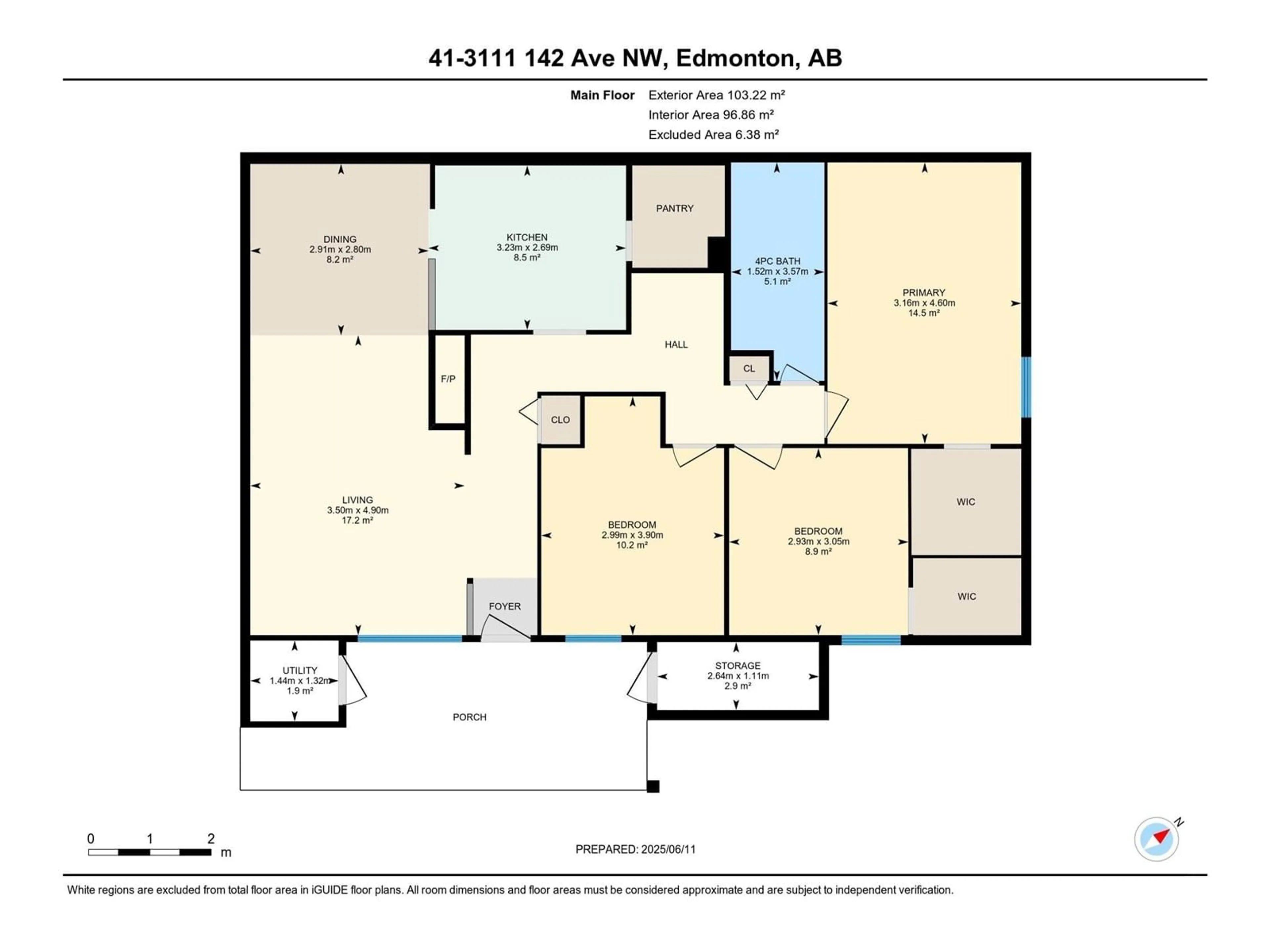 Floor plan for 41 - 3111 142 AV, Edmonton Alberta T5Y2H6