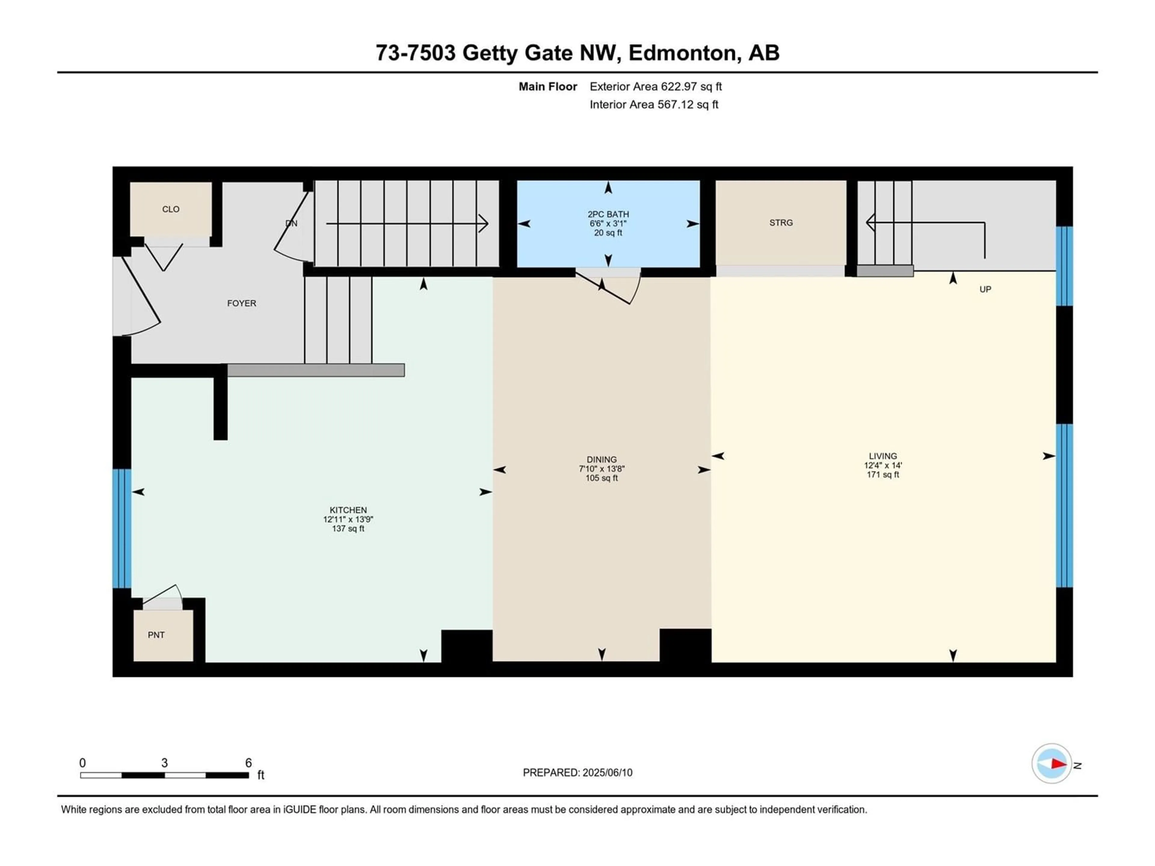 Floor plan for 73 - 7503 GETTY GATE GA, Edmonton Alberta T5T4S8
