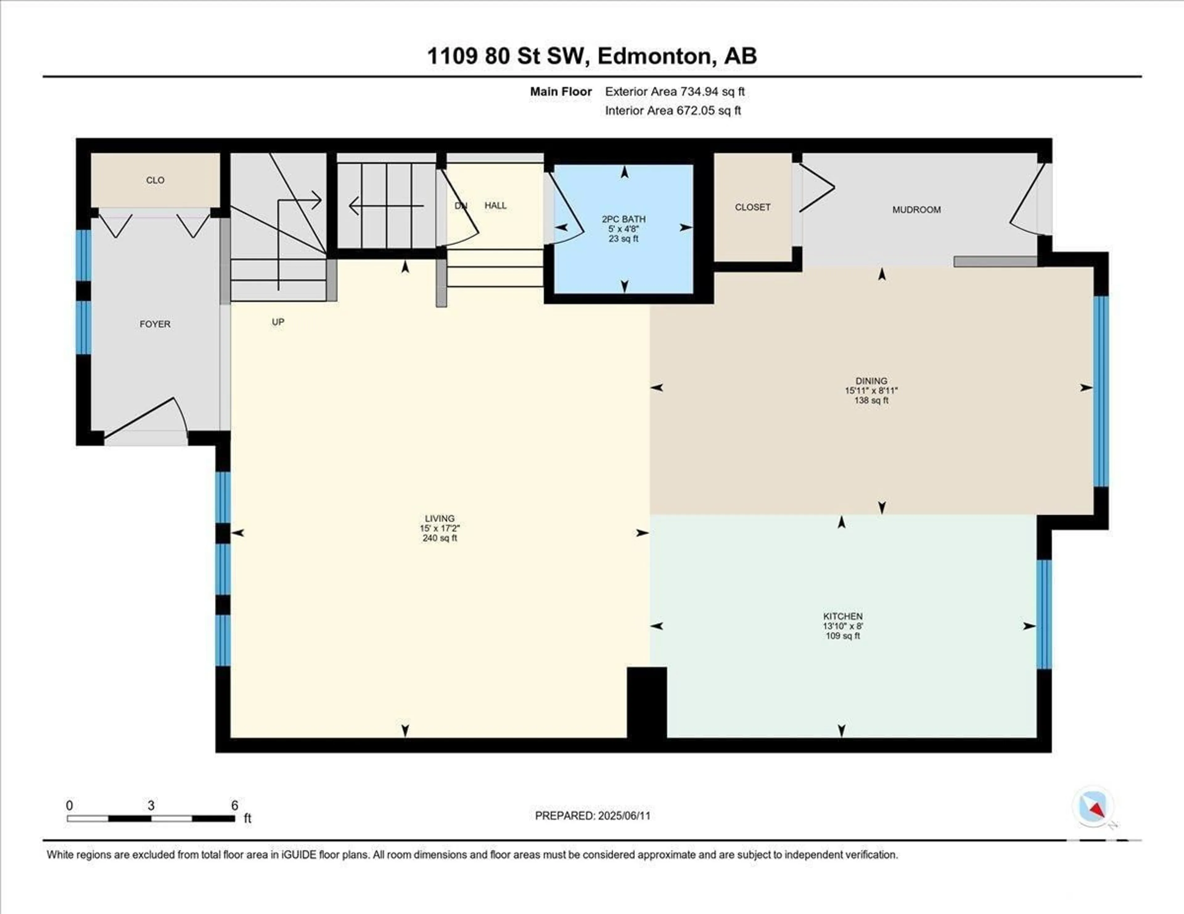 Floor plan for SW - 1109 80 ST, Edmonton Alberta T6X1E6