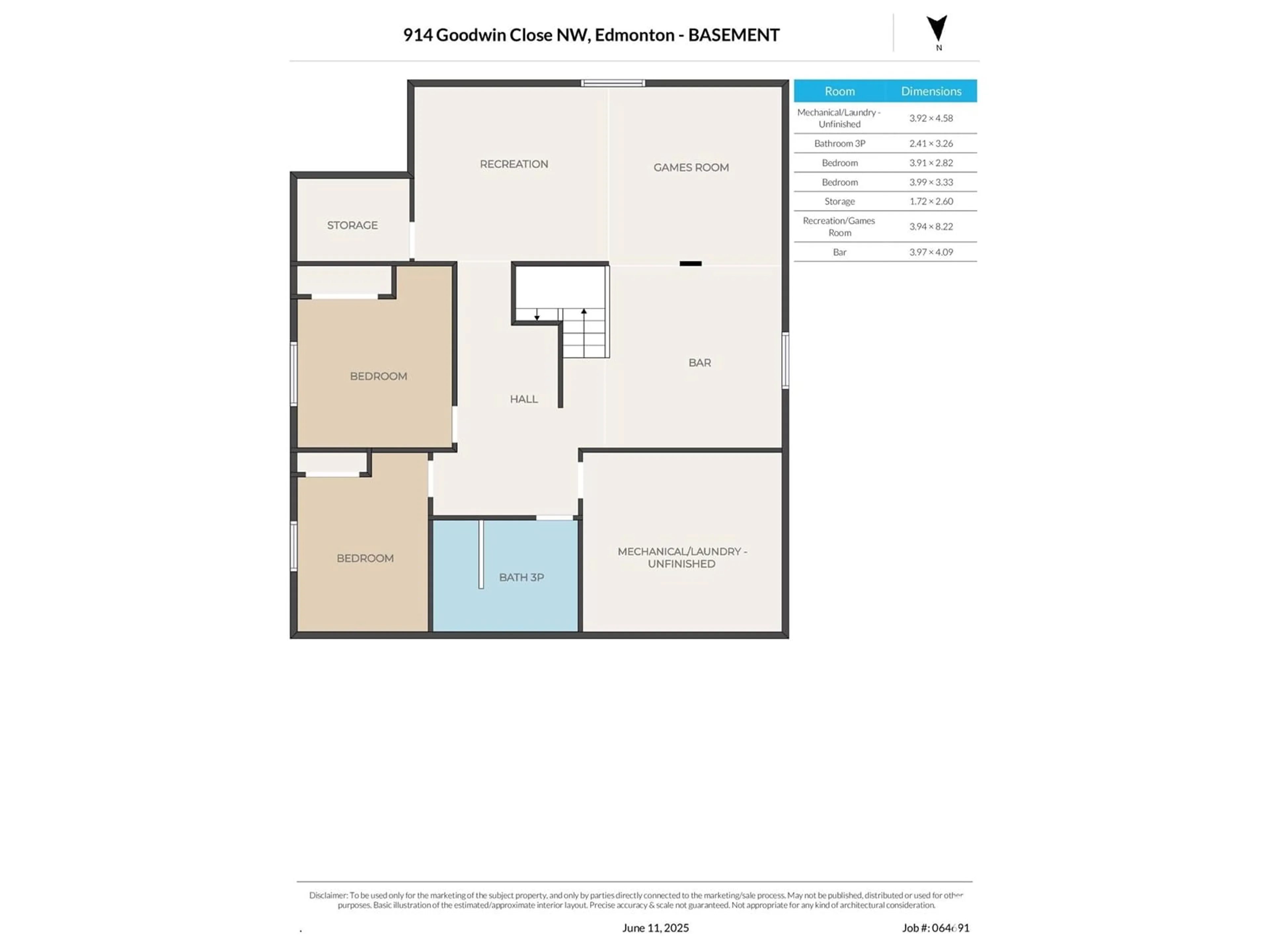Floor plan for 914 GOODWIN CL, Edmonton Alberta T5T6X8