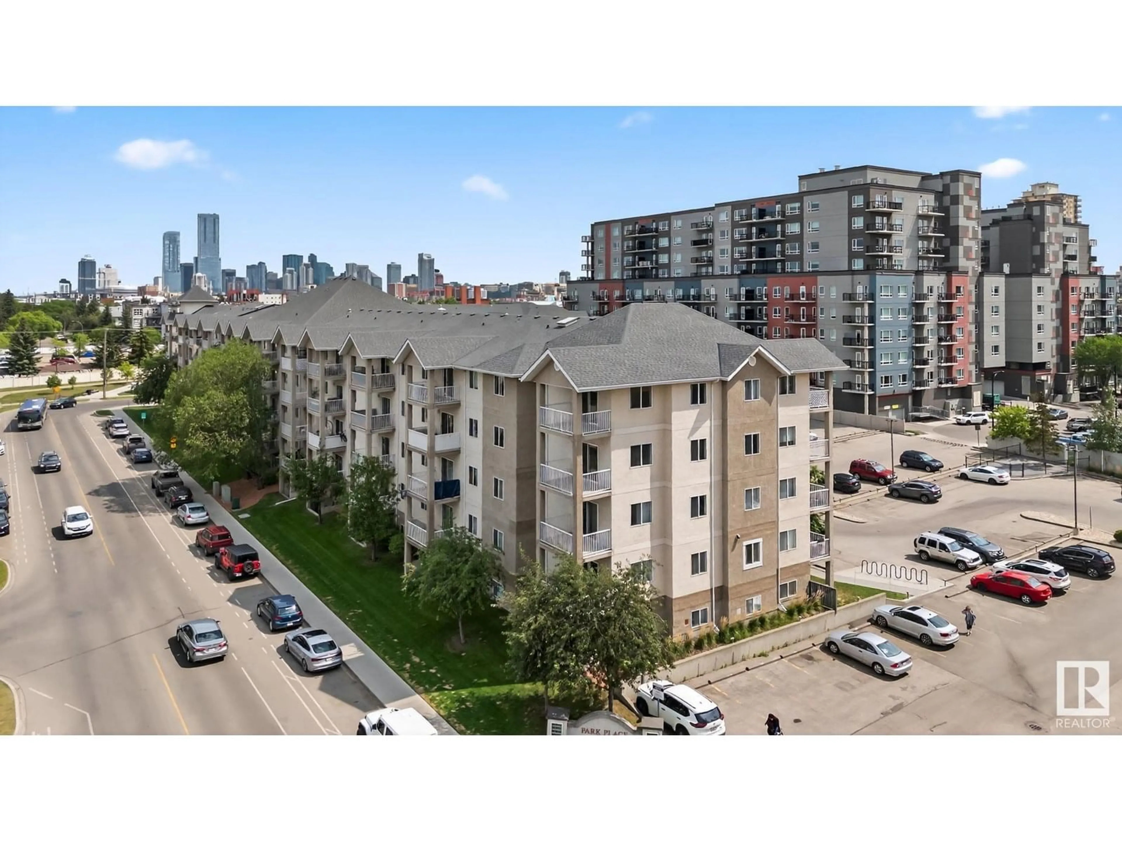 A pic from outside/outdoor area/front of a property/back of a property/a pic from drone, city buildings view from balcony for 324 - 10535 122 ST, Edmonton Alberta T5N4B7