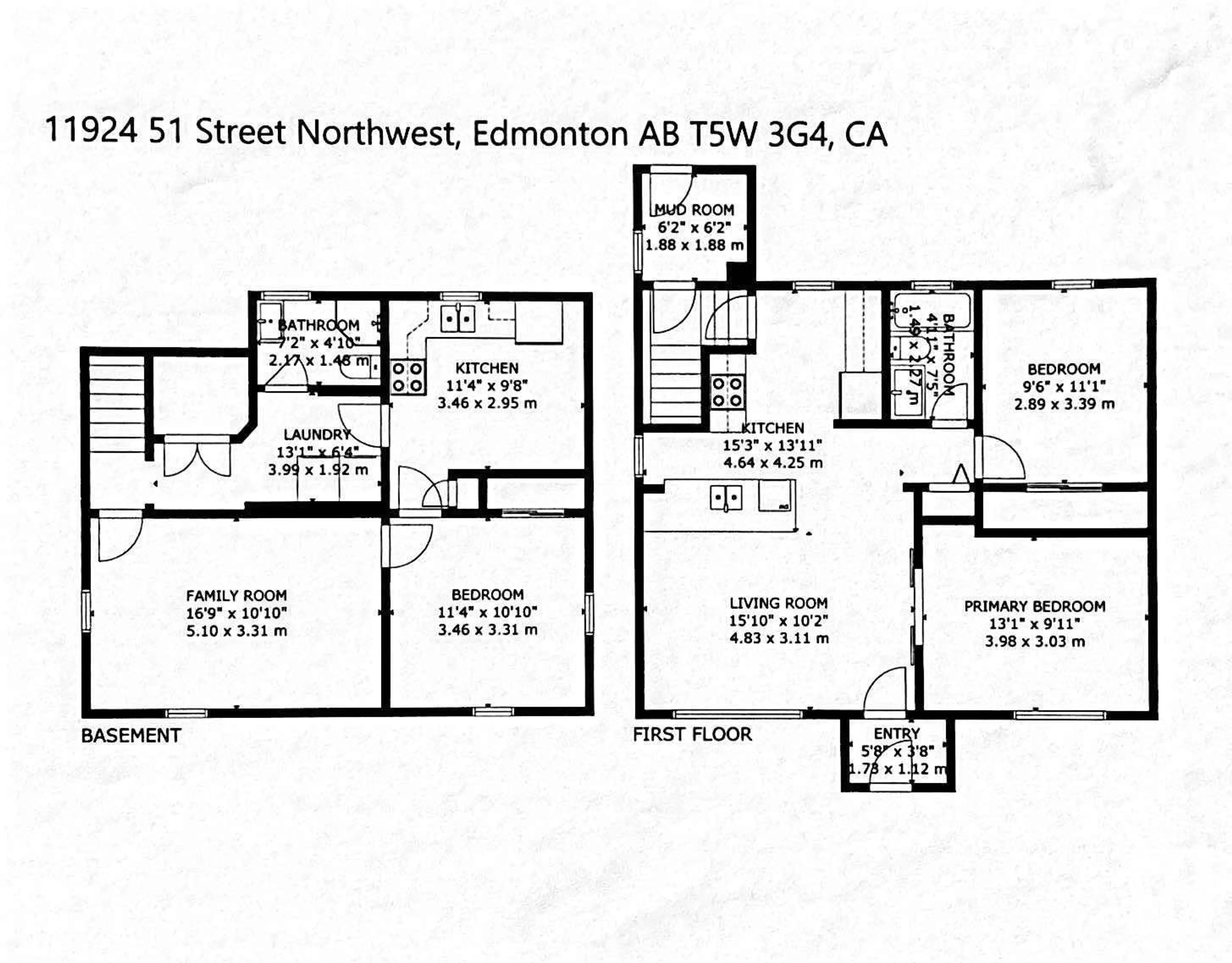 Floor plan for 11924 51 ST, Edmonton Alberta T5W3G4