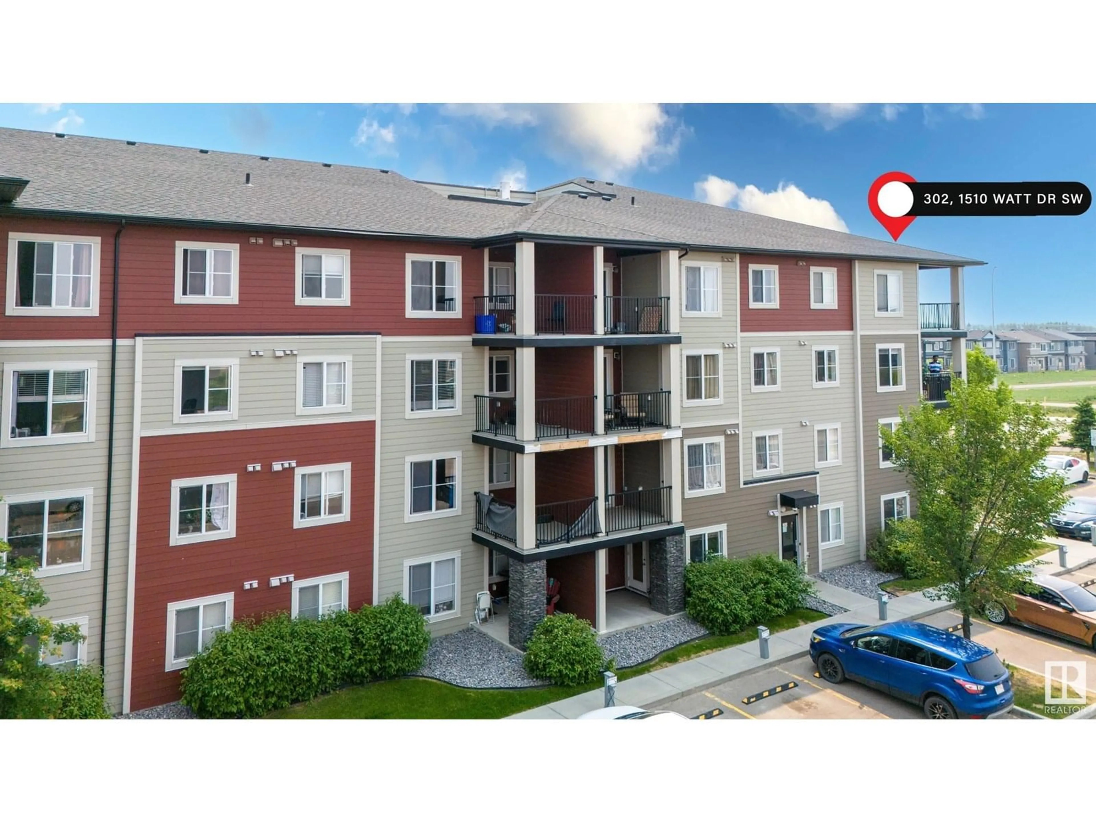 A pic from outside/outdoor area/front of a property/back of a property/a pic from drone, building for #302 - 1510 WATT DR, Edmonton Alberta T6X2E6