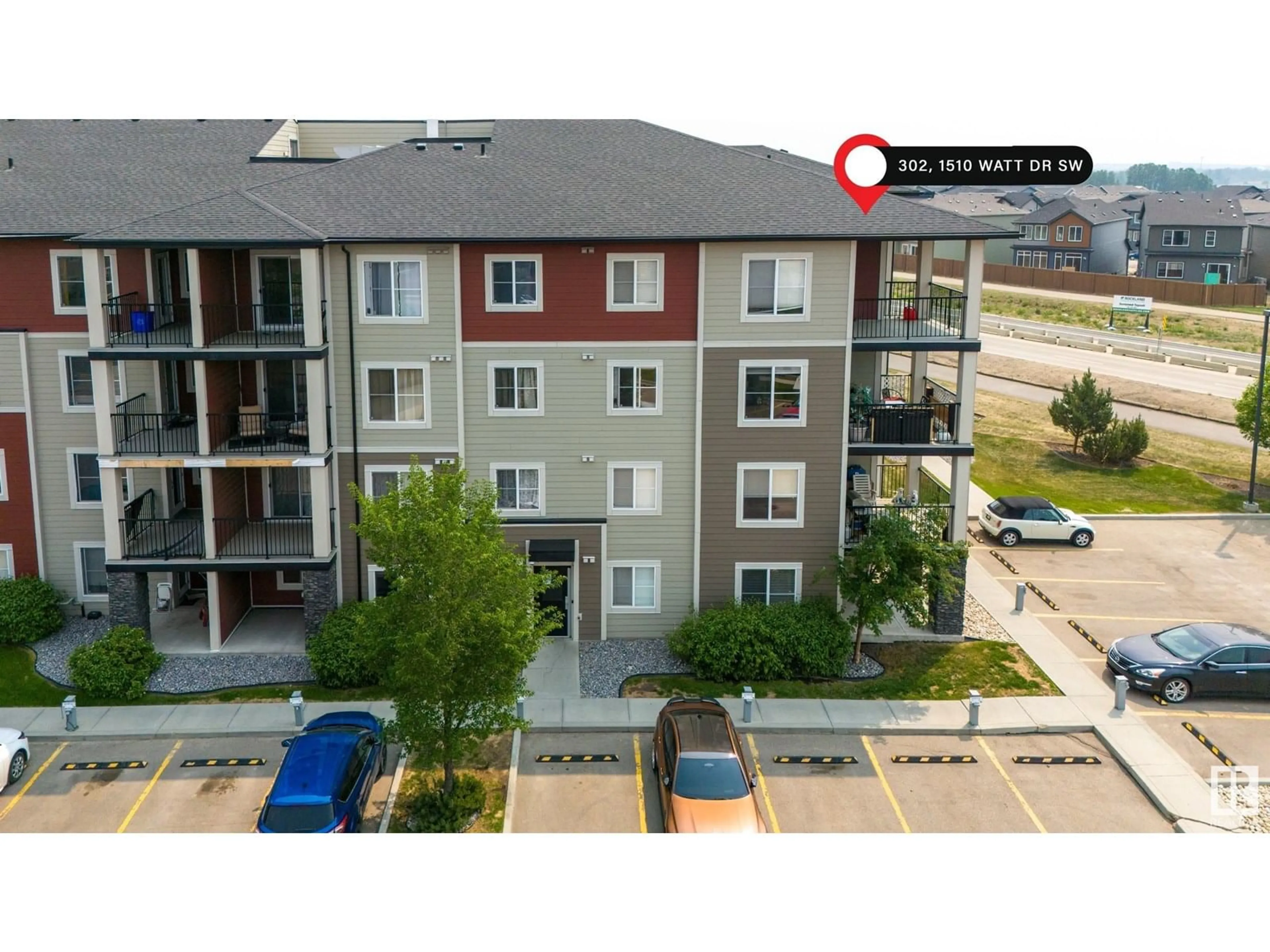 A pic from outside/outdoor area/front of a property/back of a property/a pic from drone, city buildings view from balcony for #302 - 1510 WATT DR, Edmonton Alberta T6X2E6