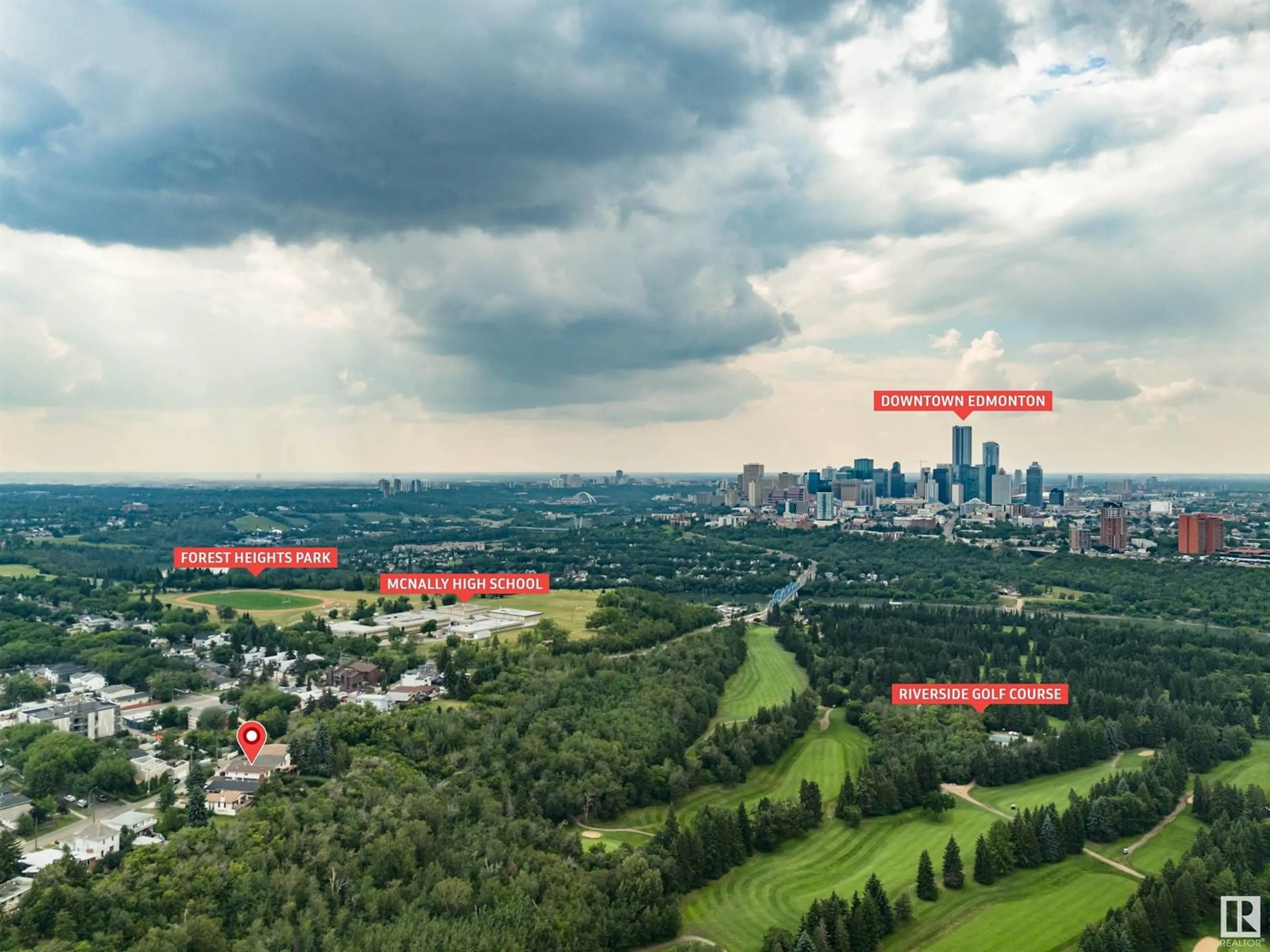 A pic from outside/outdoor area/front of a property/back of a property/a pic from drone, city buildings view from balcony for 8212 ROWLAND RD, Edmonton Alberta T6A3W9