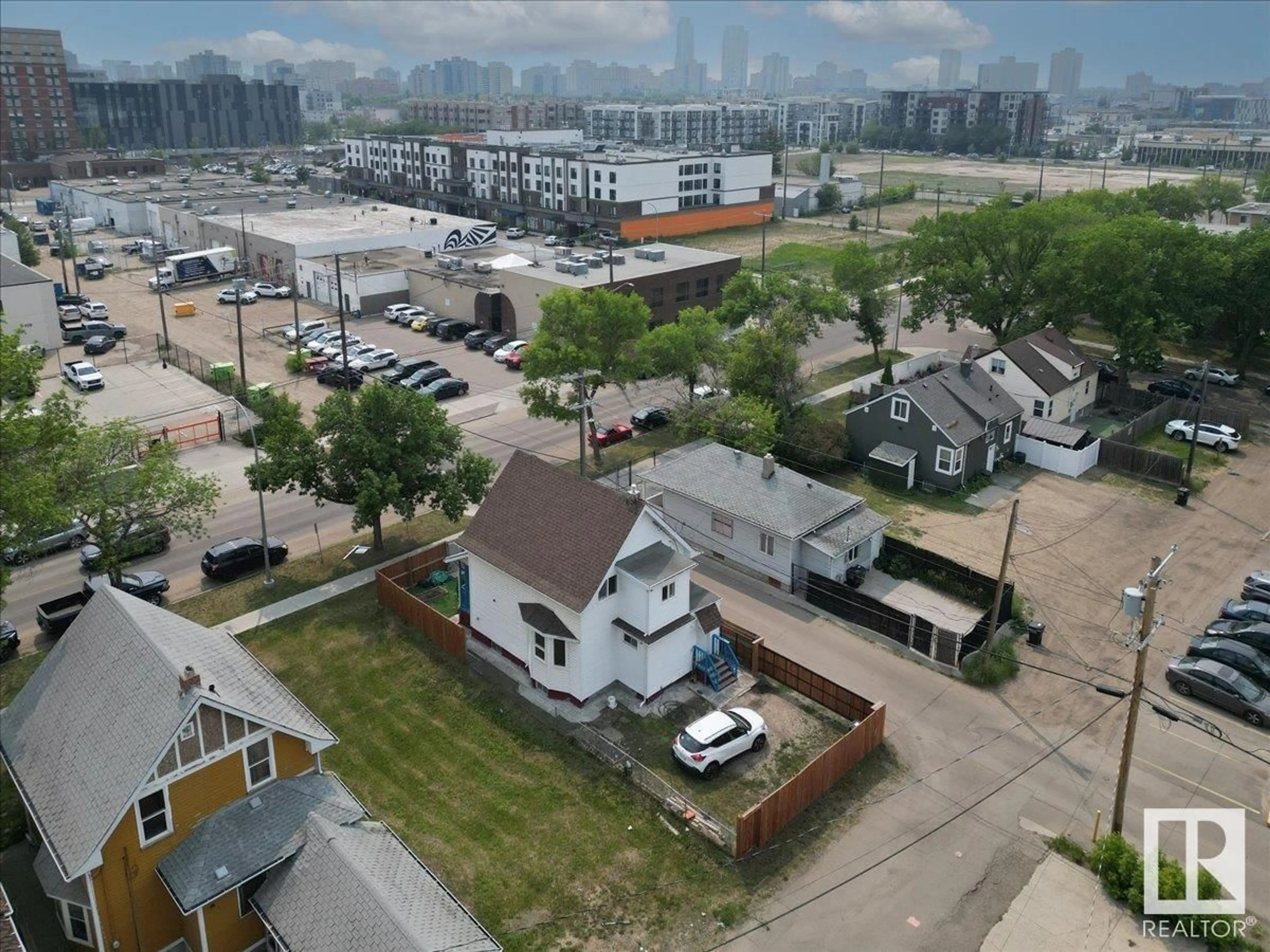 A pic from outside/outdoor area/front of a property/back of a property/a pic from drone, city buildings view from balcony for 11010 106 AV, Edmonton Alberta T5H0R3