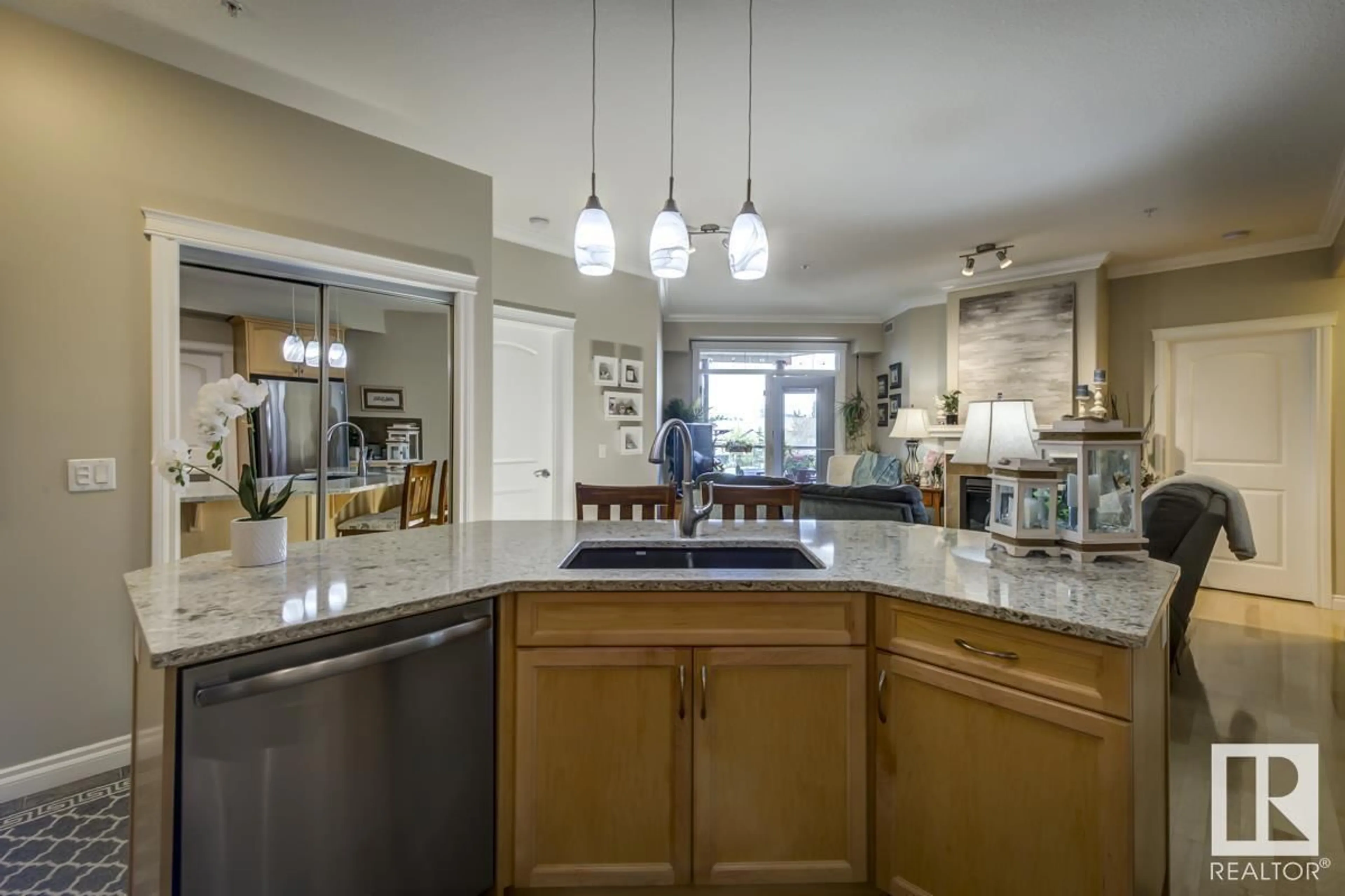 Open concept kitchen, ceramic/tile floor for 203 - 12408 15 AV, Edmonton Alberta T6W1X2