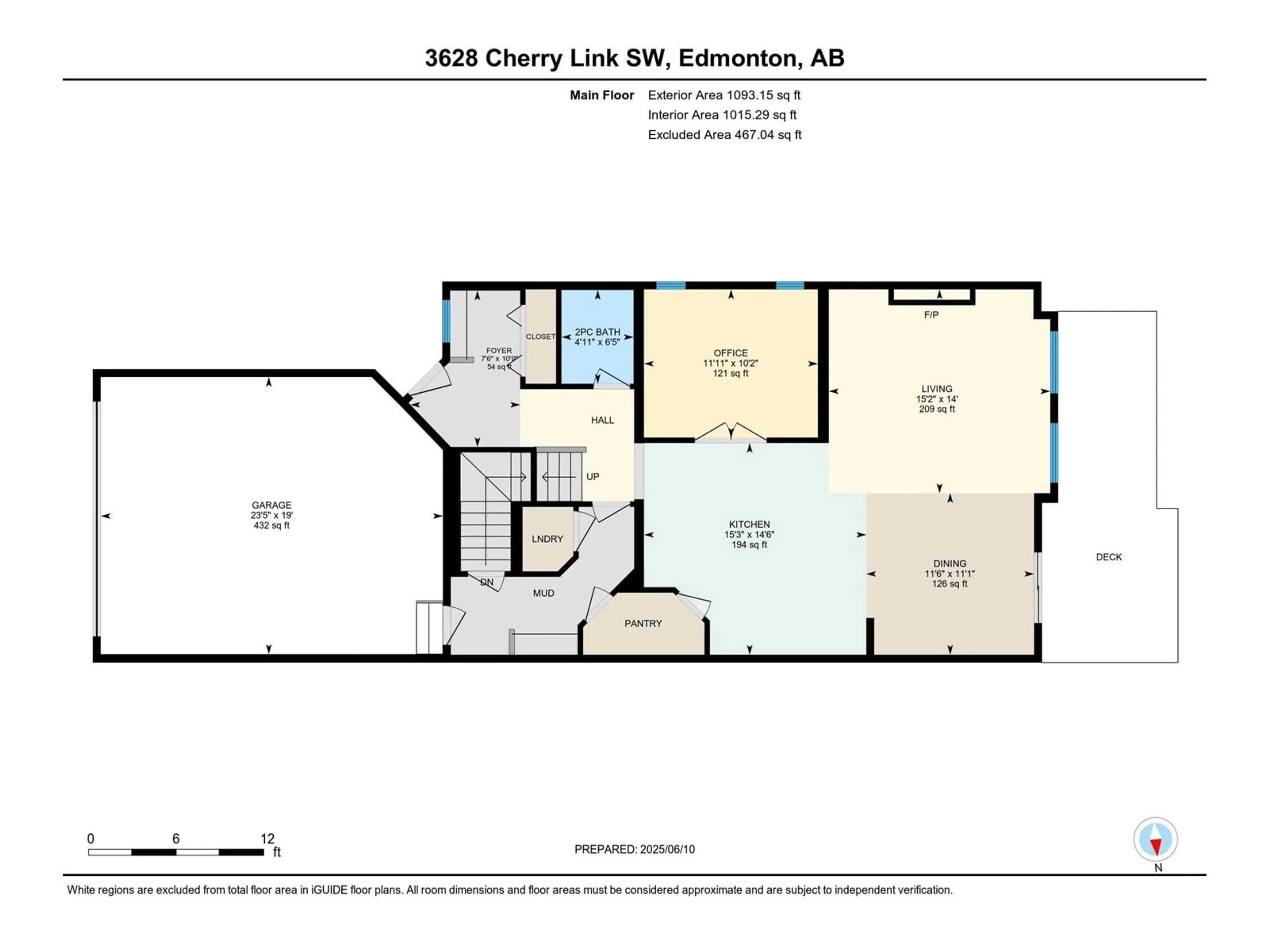 Floor plan for SW - 3628 CHERRY LI, Edmonton Alberta T6X2B2
