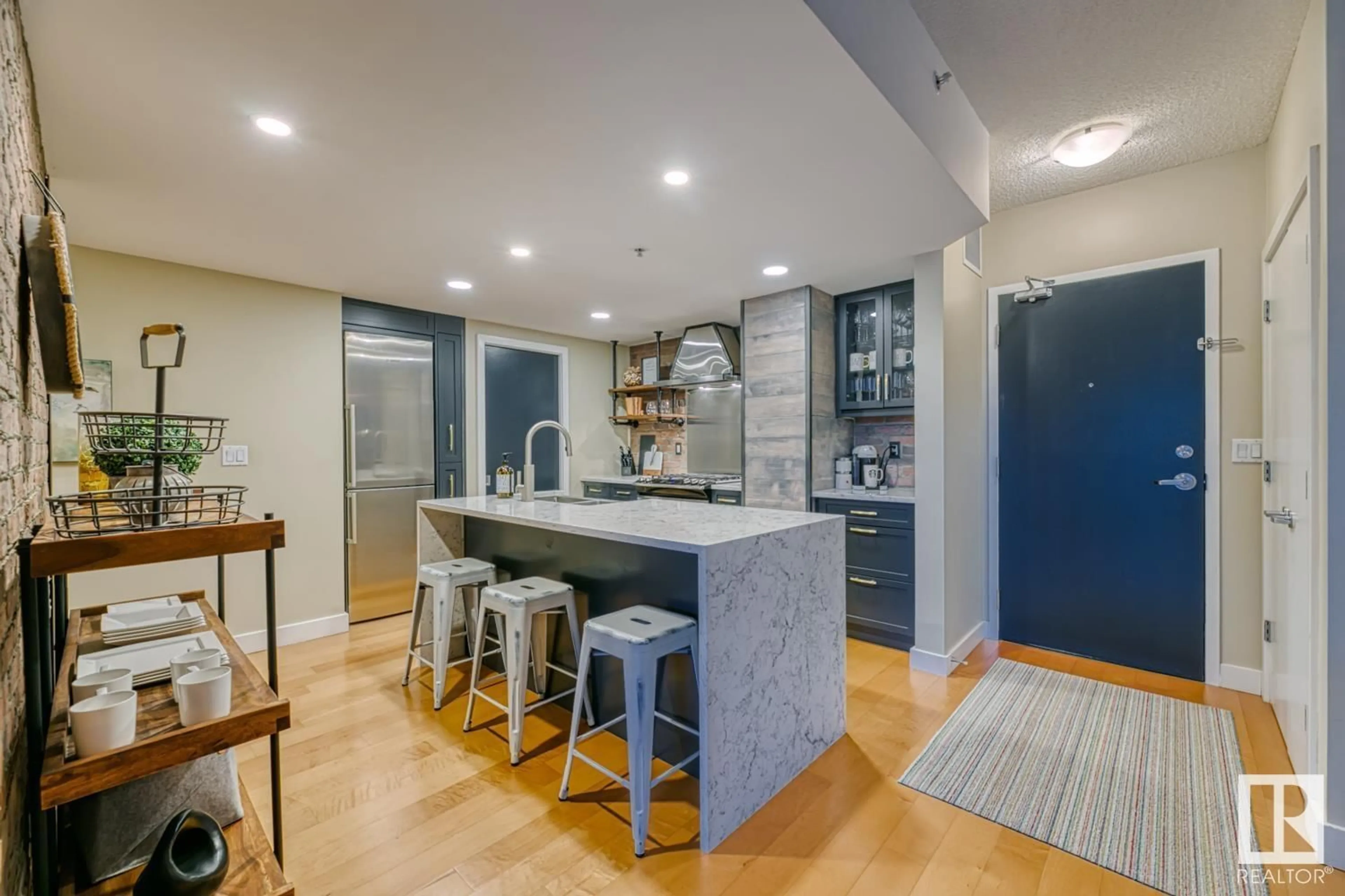 Open concept kitchen, ceramic/tile floor for 203 - 10028 119 ST, Edmonton Alberta T5K1Y8