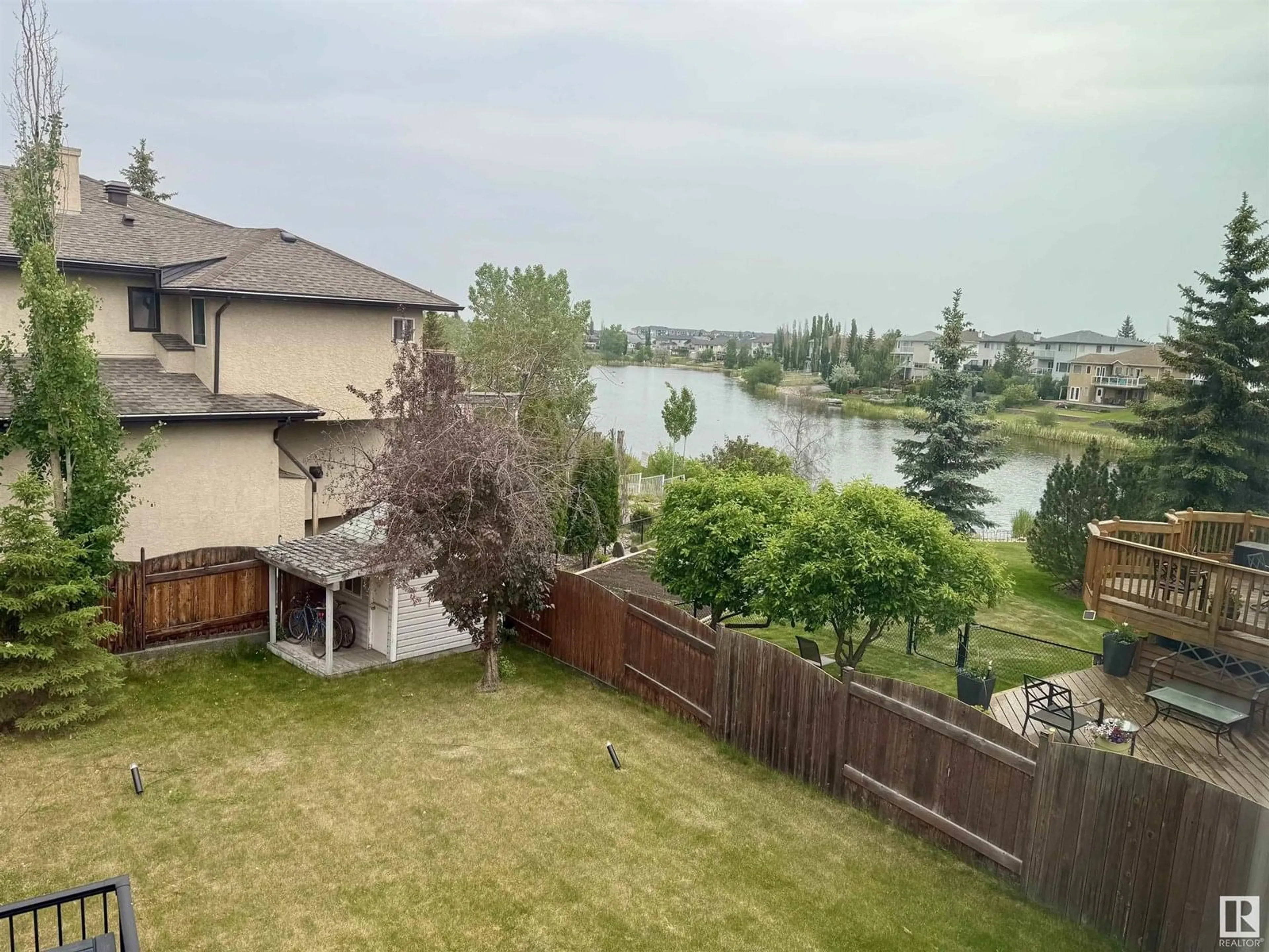 A pic from outside/outdoor area/front of a property/back of a property/a pic from drone, water/lake/river/ocean view for 442 KLARVATTEN LAKE WD, Edmonton Alberta T5Z3B9