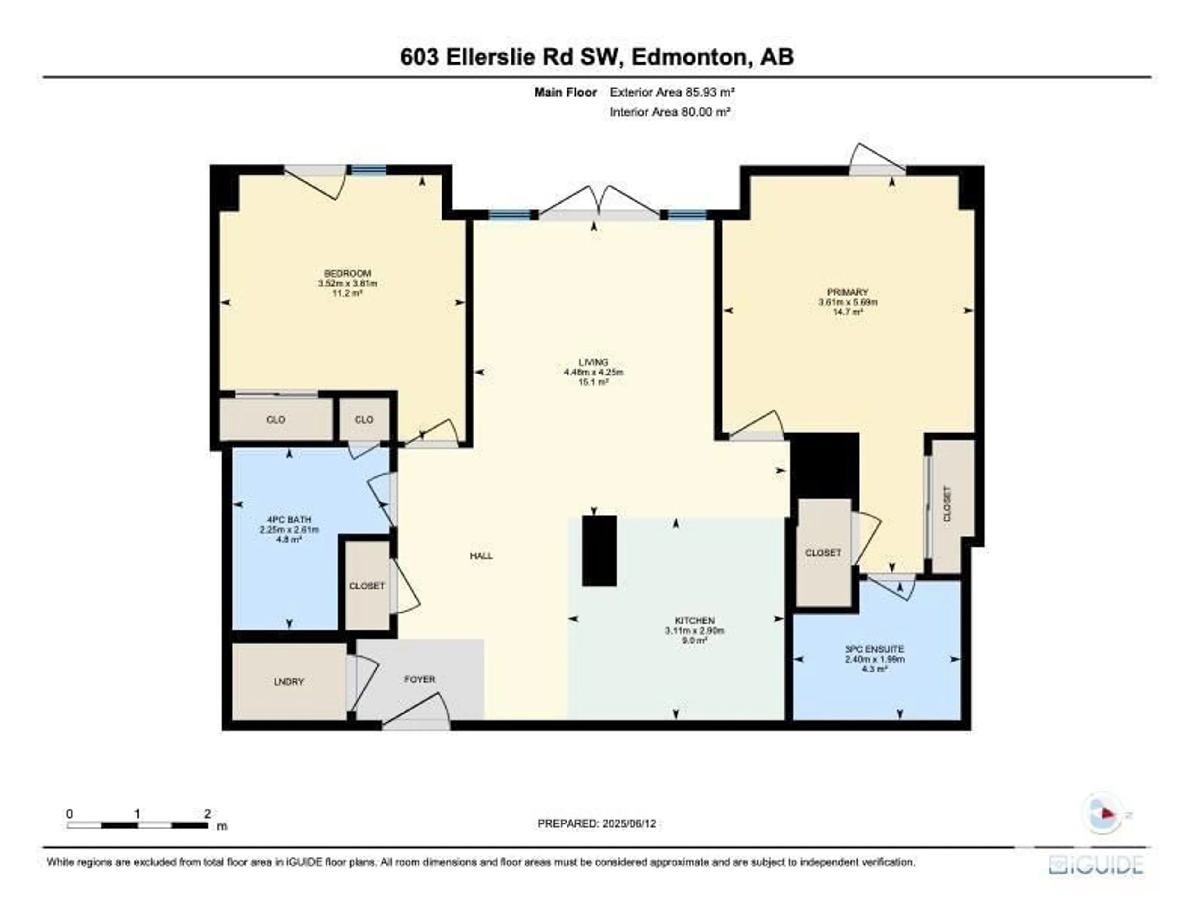 Floor plan for 603 - 11080 ELLERSLIE RD, Edmonton Alberta T6W2C2