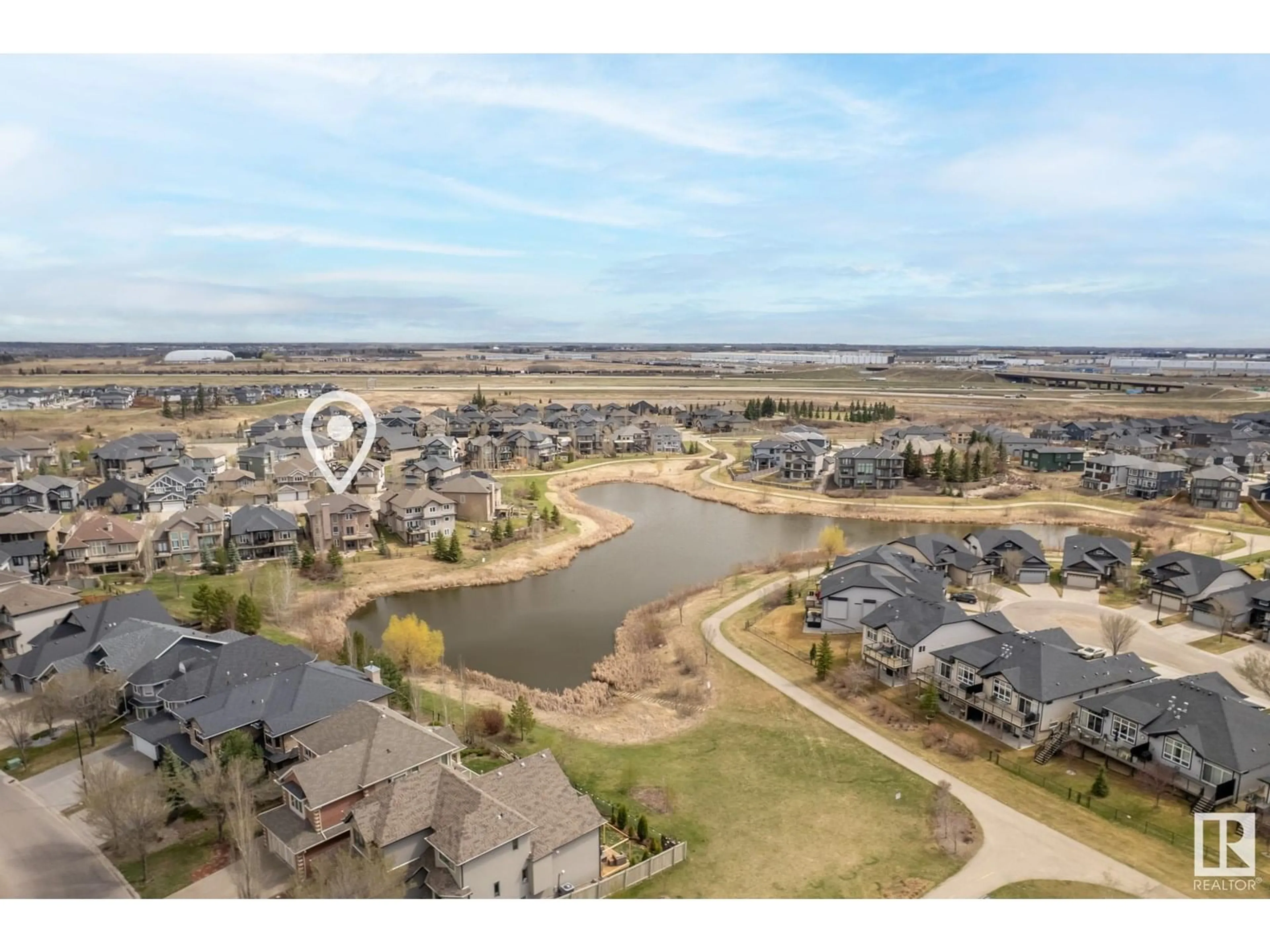 A pic from outside/outdoor area/front of a property/back of a property/a pic from drone, water/lake/river/ocean view for 1516 ADAMSON VIEW VW, Edmonton Alberta T6W0V4