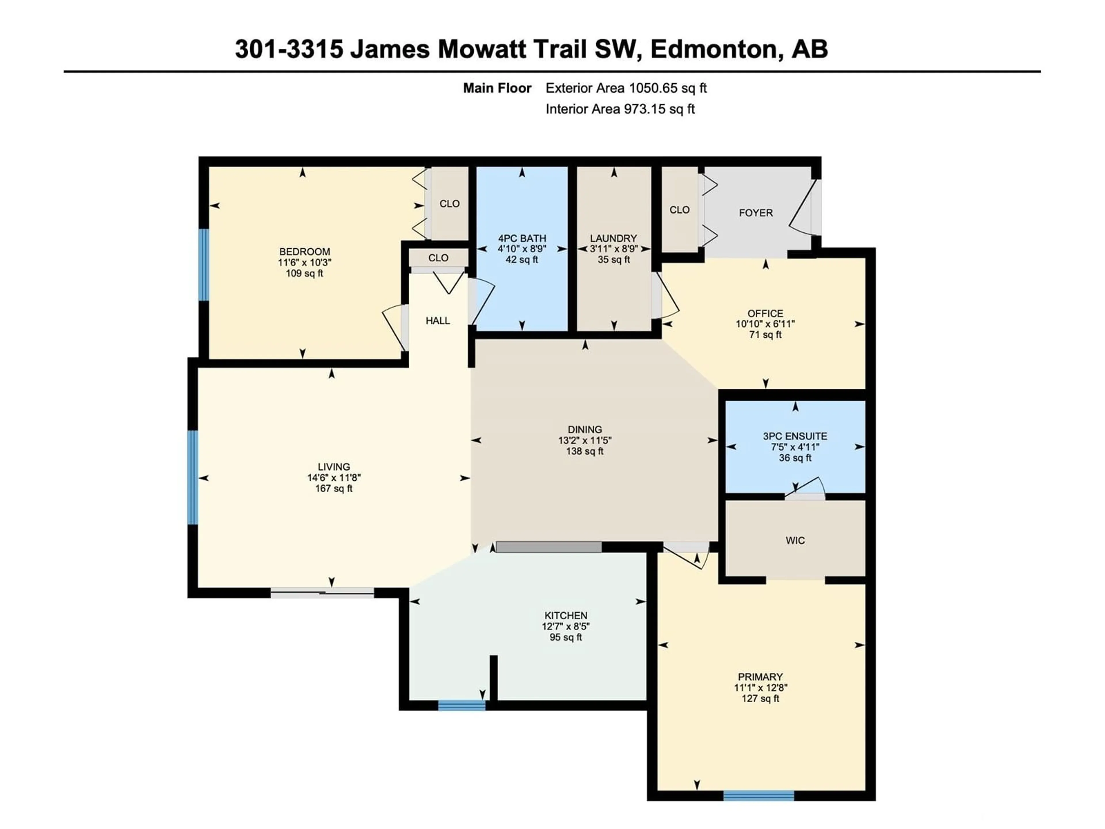 Floor plan for 301 - 3315 JAMES MOWATT TR, Edmonton Alberta T6W3L9