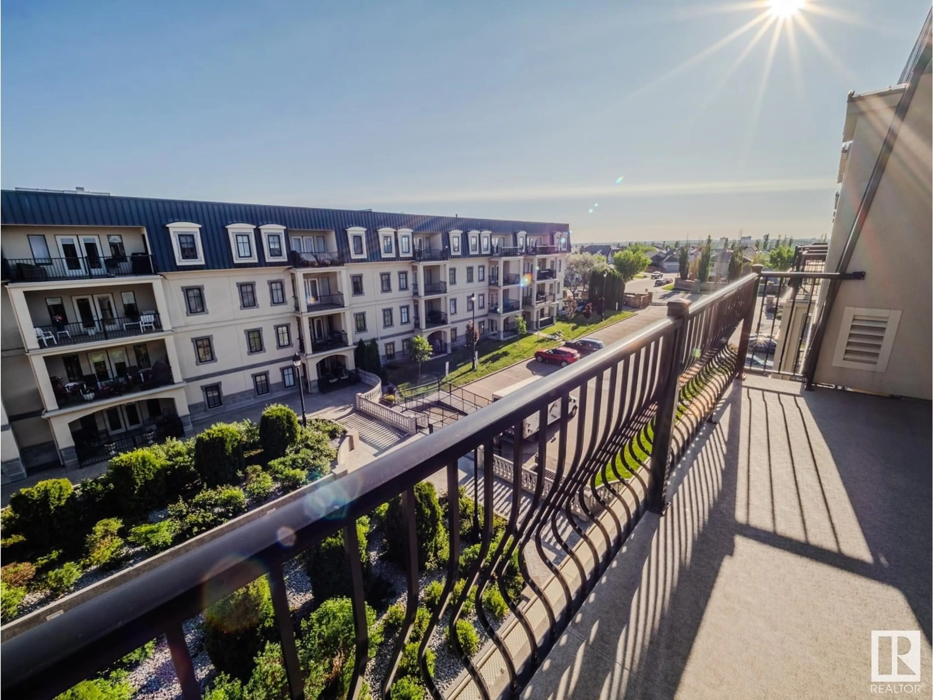 Balcony in the apartment, city buildings view from balcony for 1406 - 420 HODGSON WY, Edmonton Alberta T6R3K1