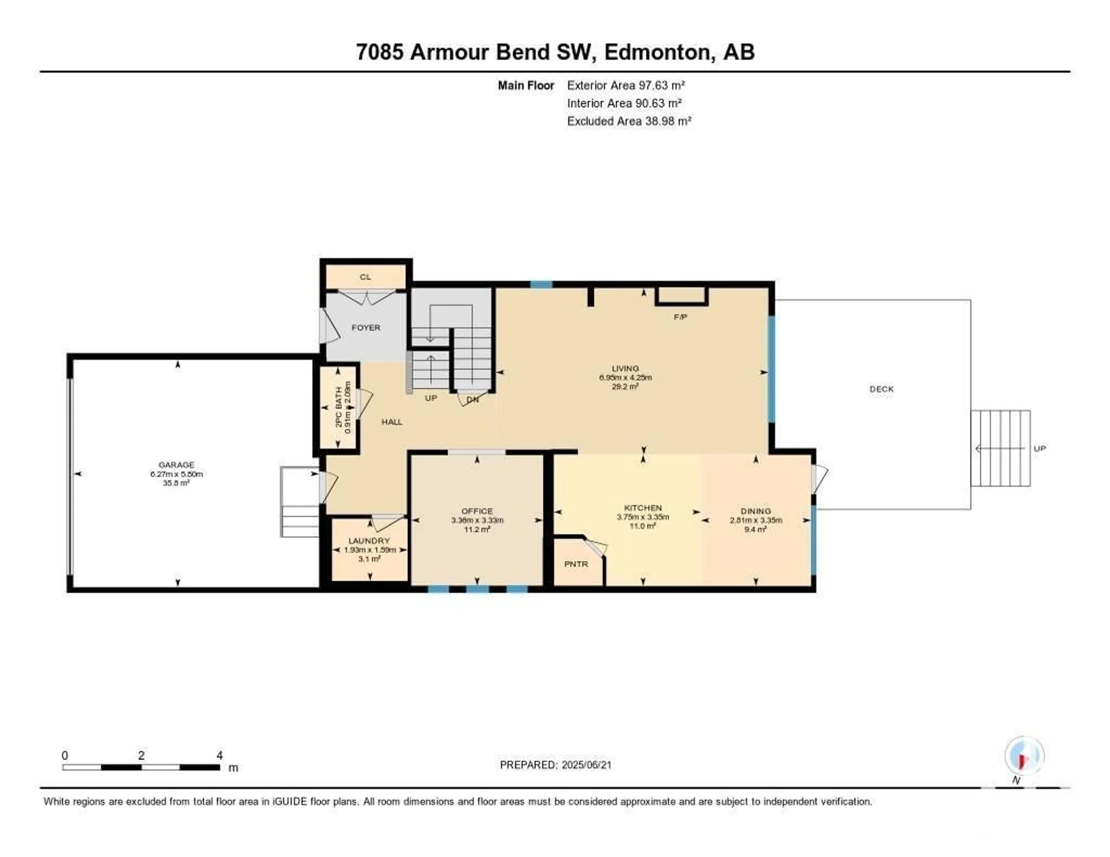 Floor plan for SW - 7085 ARMOUR BN, Edmonton Alberta T6W2N9