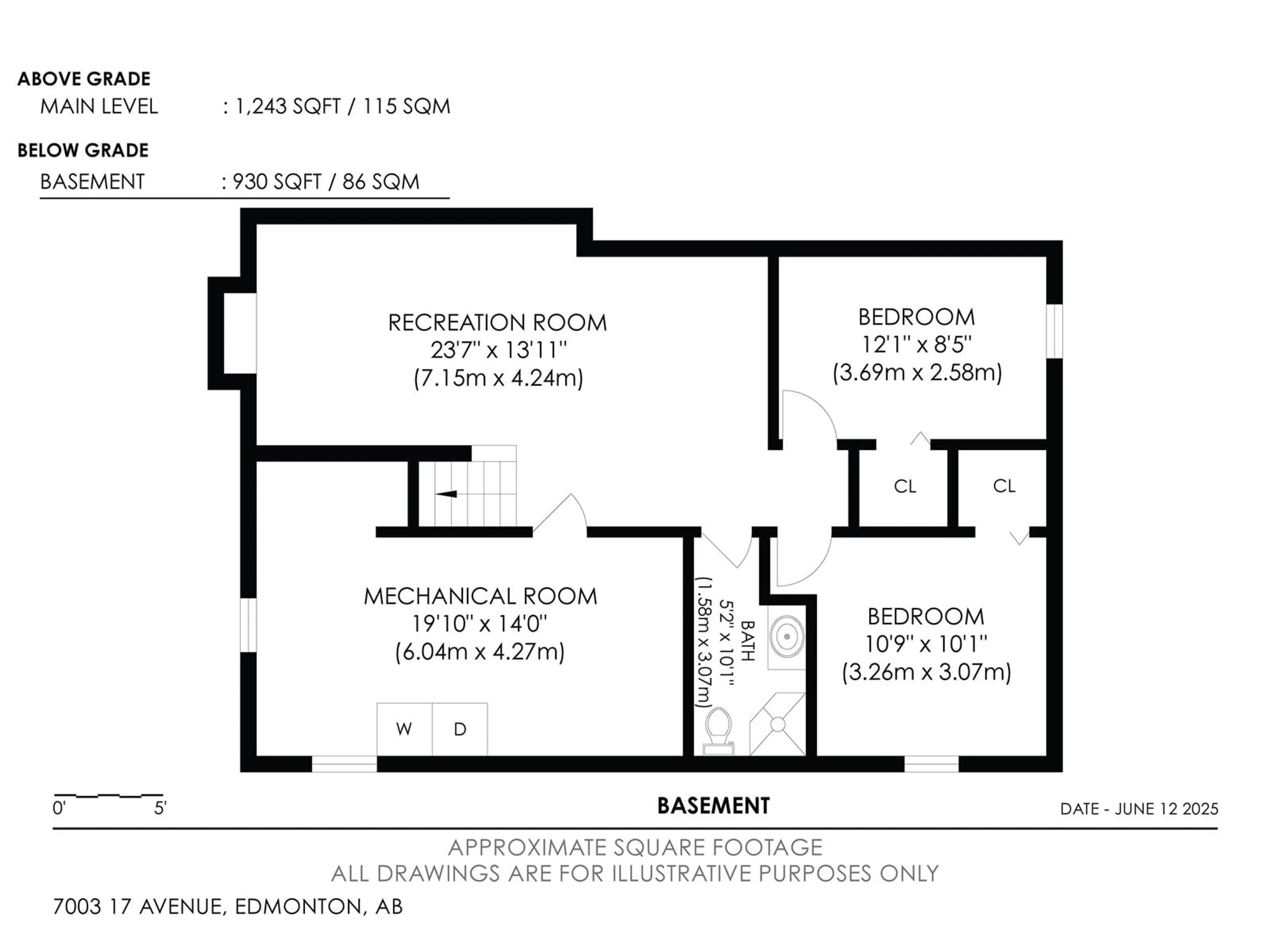 Floor plan for 7003 17 AV, Edmonton Alberta T6K2R2