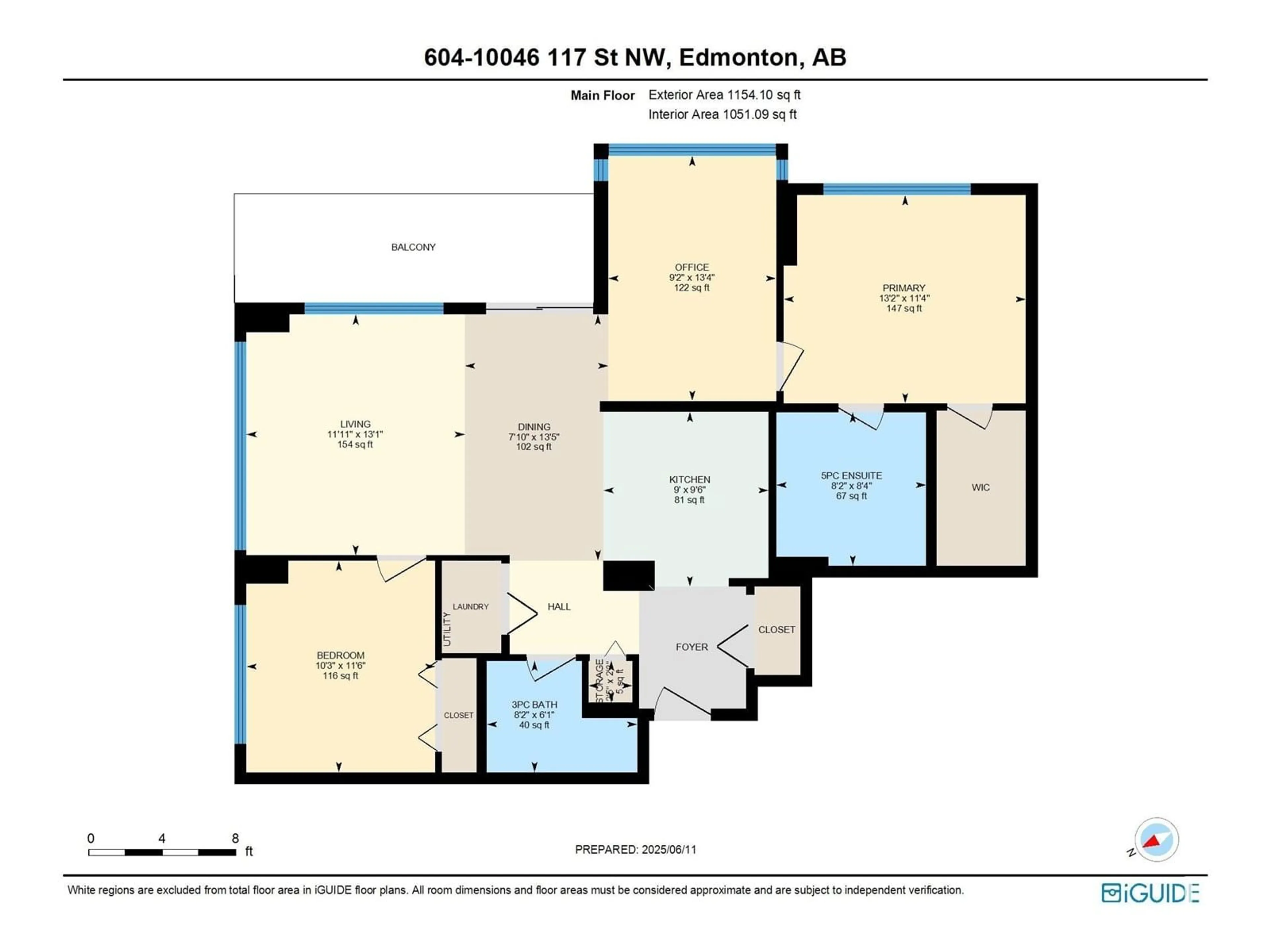 Floor plan for 604 - 10046 117 ST, Edmonton Alberta T5K1X2