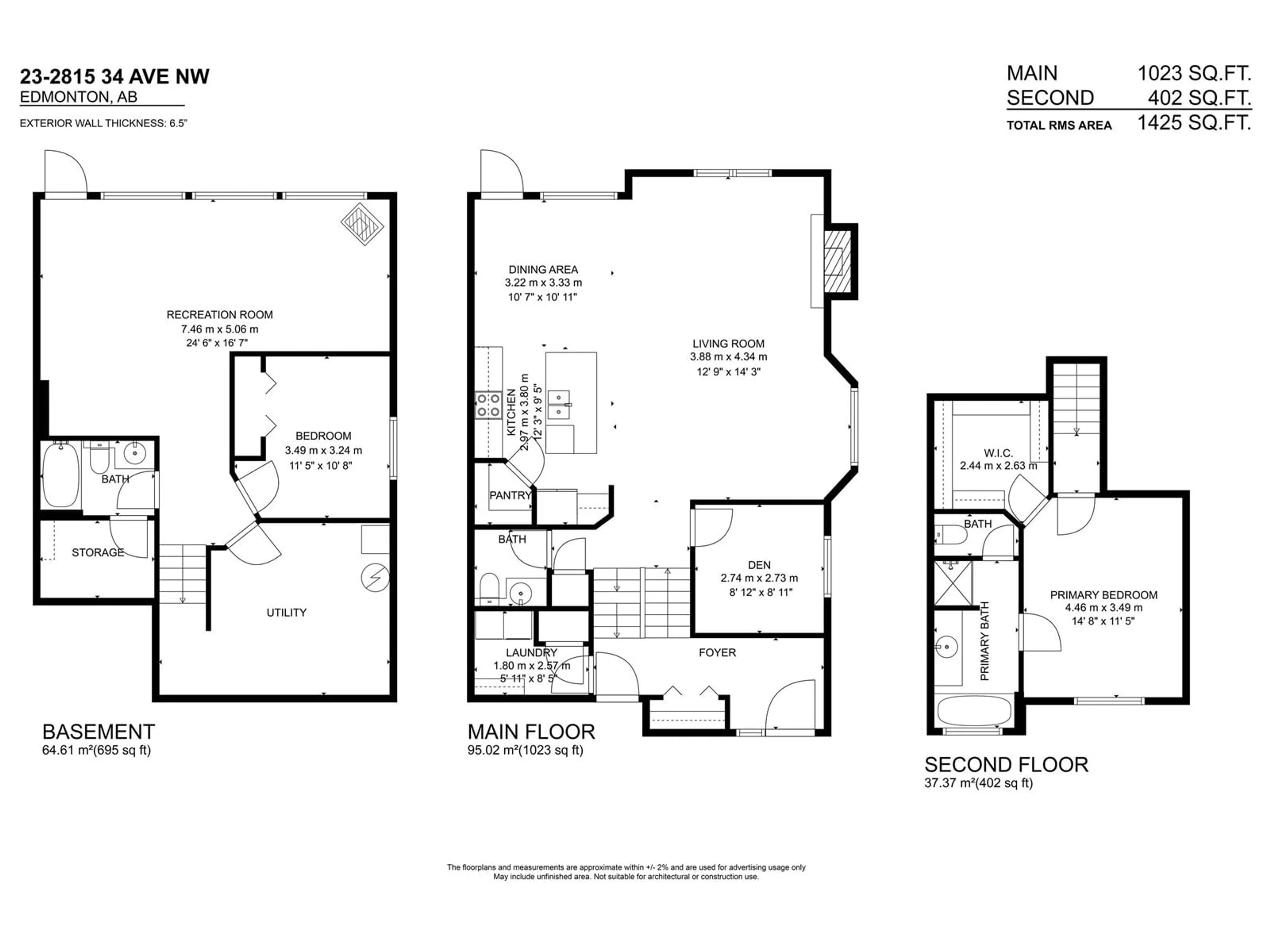 Floor plan for #23 - 2815 34 AV, Edmonton Alberta T6C0K7