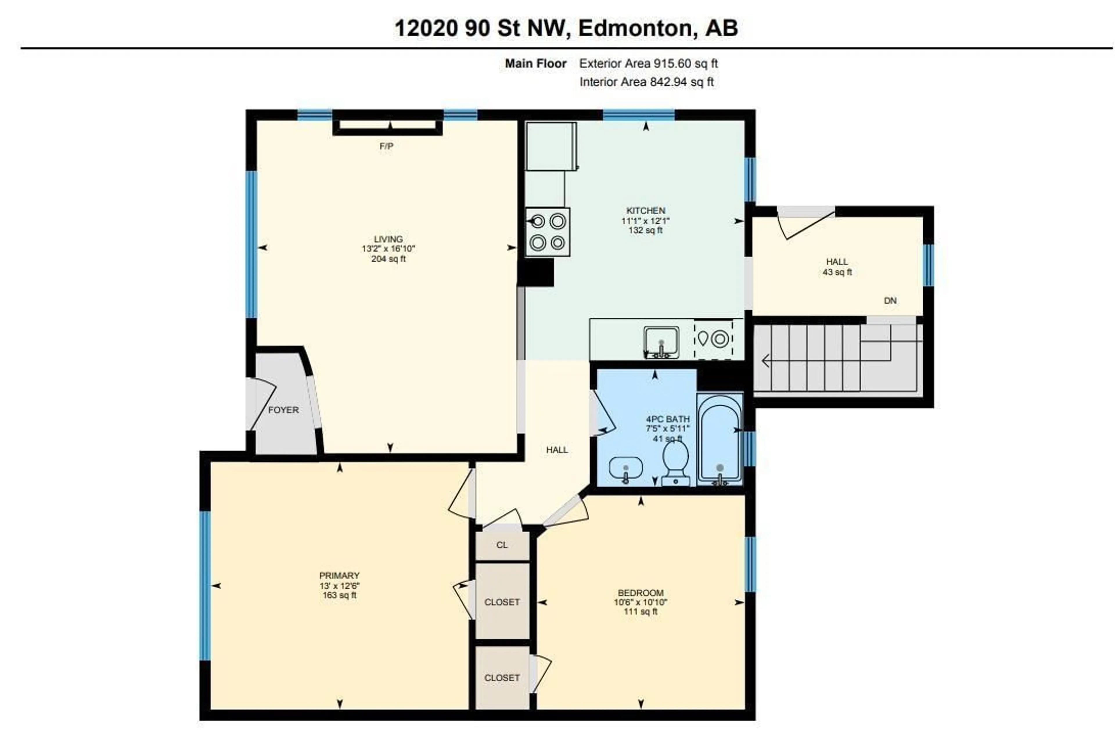 Floor plan for NW - 12020 90 ST, Edmonton Alberta T5B3Z1