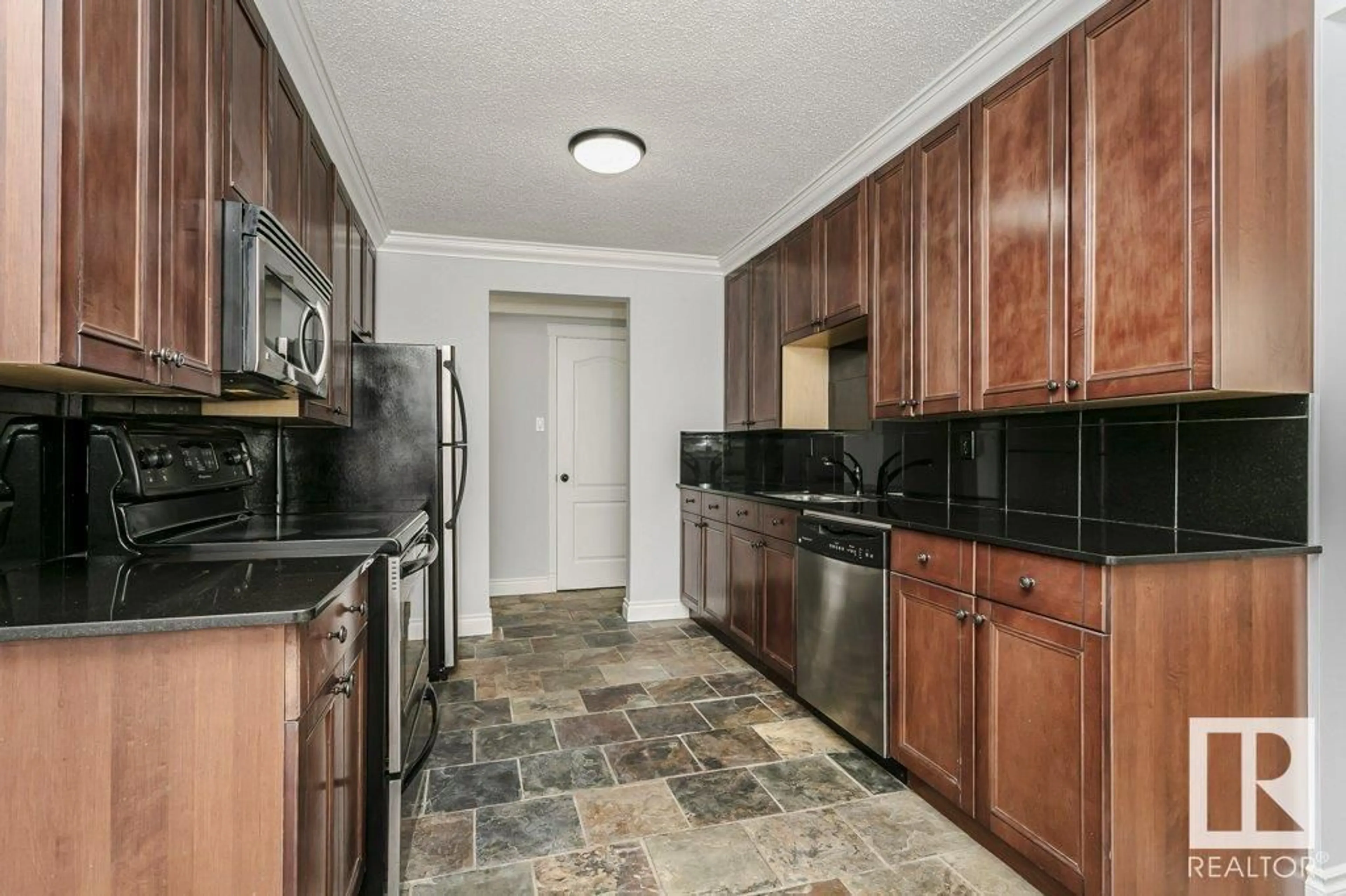 Standard kitchen, ceramic/tile floor for #107 - 10745 83 AV, Edmonton Alberta T6E2E5