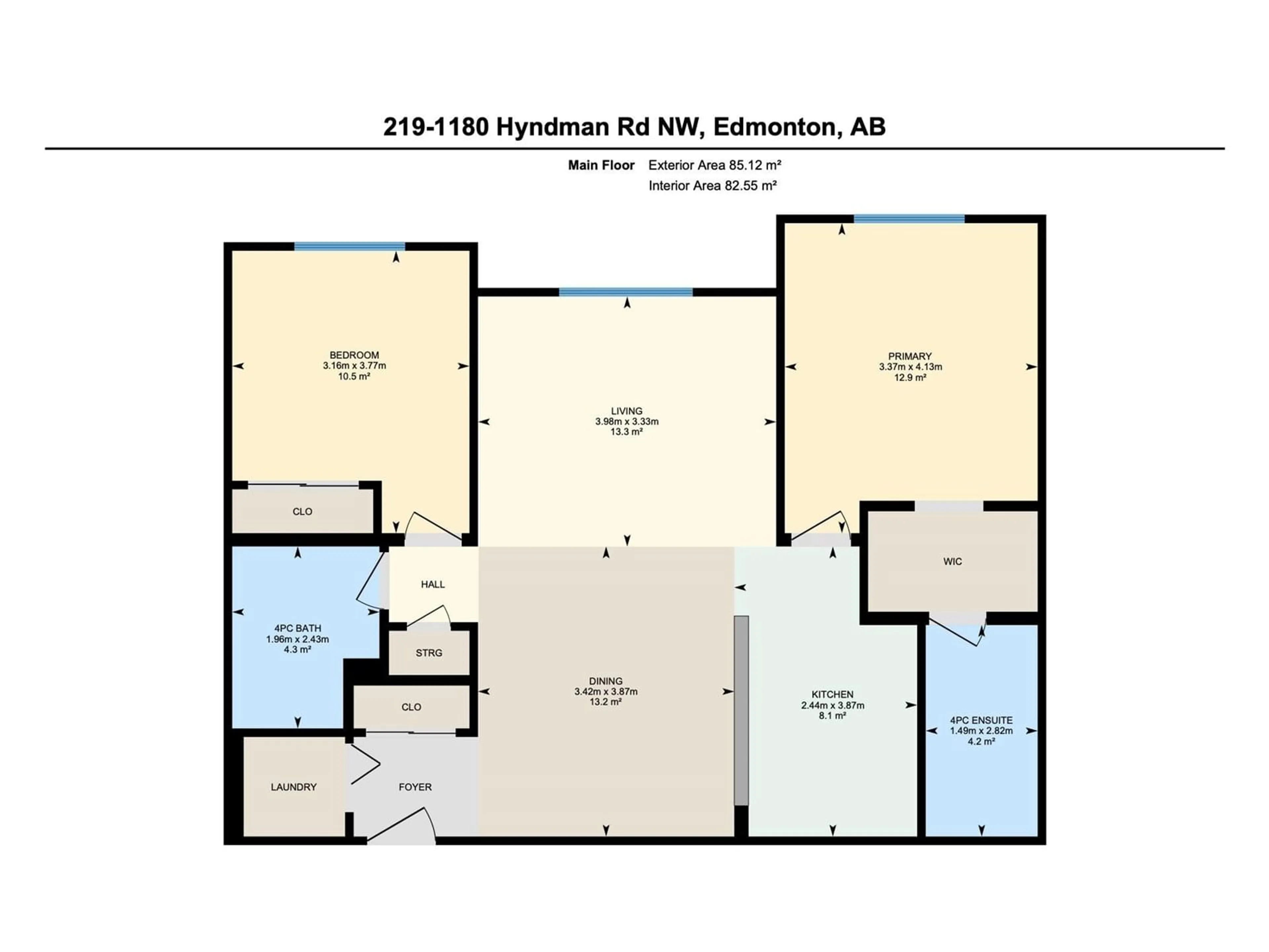 Floor plan for #219 - 1180 HYNDMAN RD, Edmonton Alberta T5A0P8