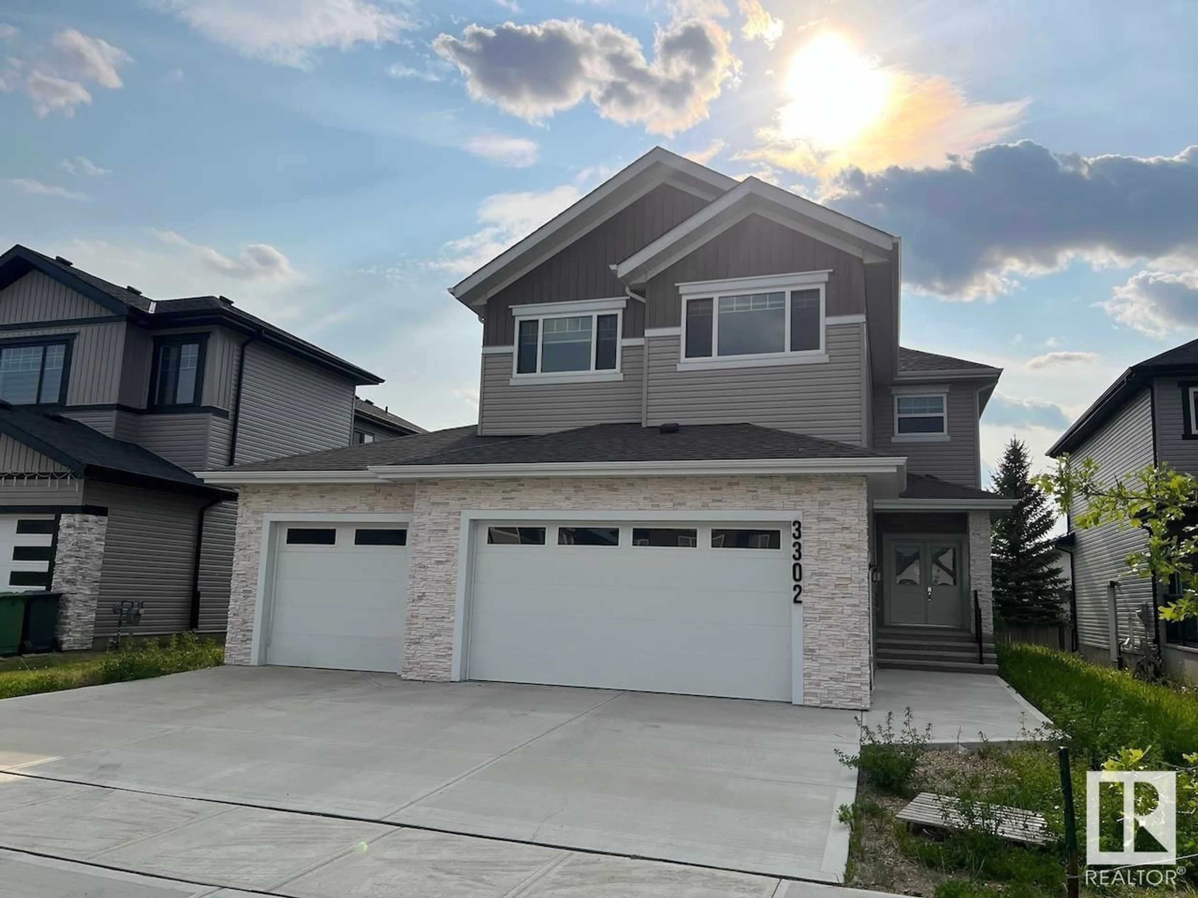 Home with vinyl exterior material, street for 3302 SOLEIL BV, Beaumont Alberta T4X2X8