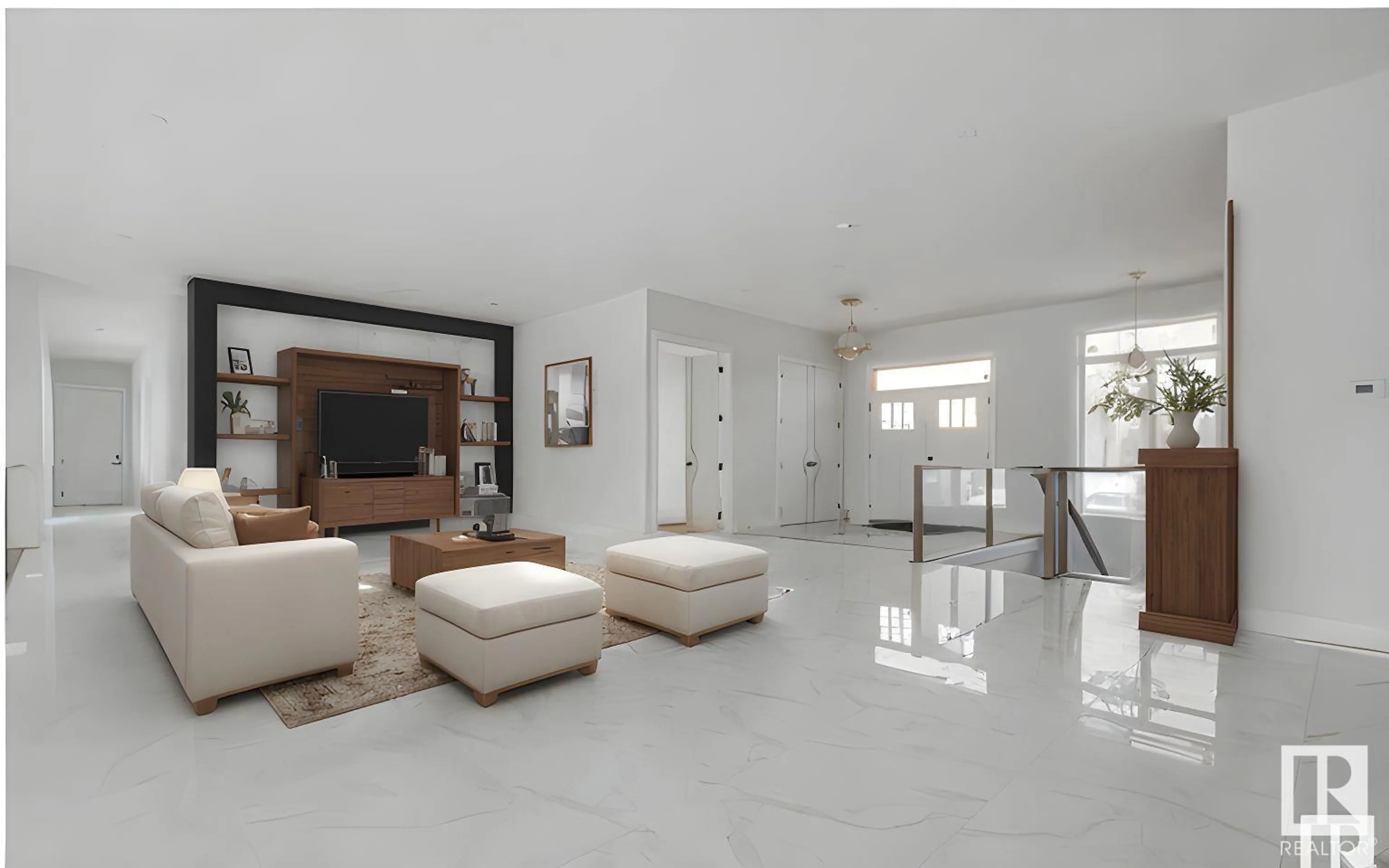 Living room with furniture, ceramic/tile floor for 52367 RGE ROAD 223, Rural Strathcona County Alberta T8C1A8