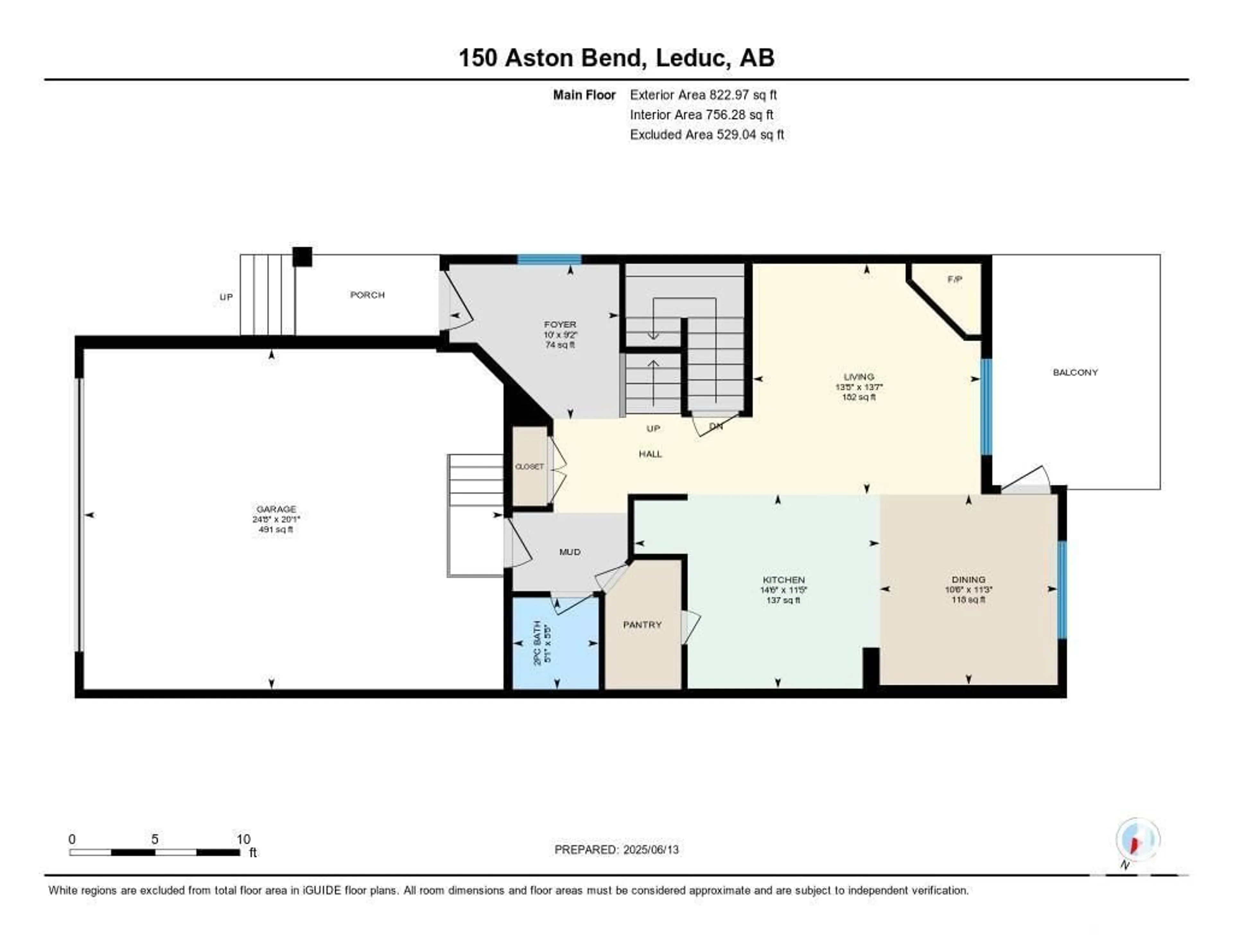 Floor plan for 150 ASTON BN, Leduc Alberta T9E1L9