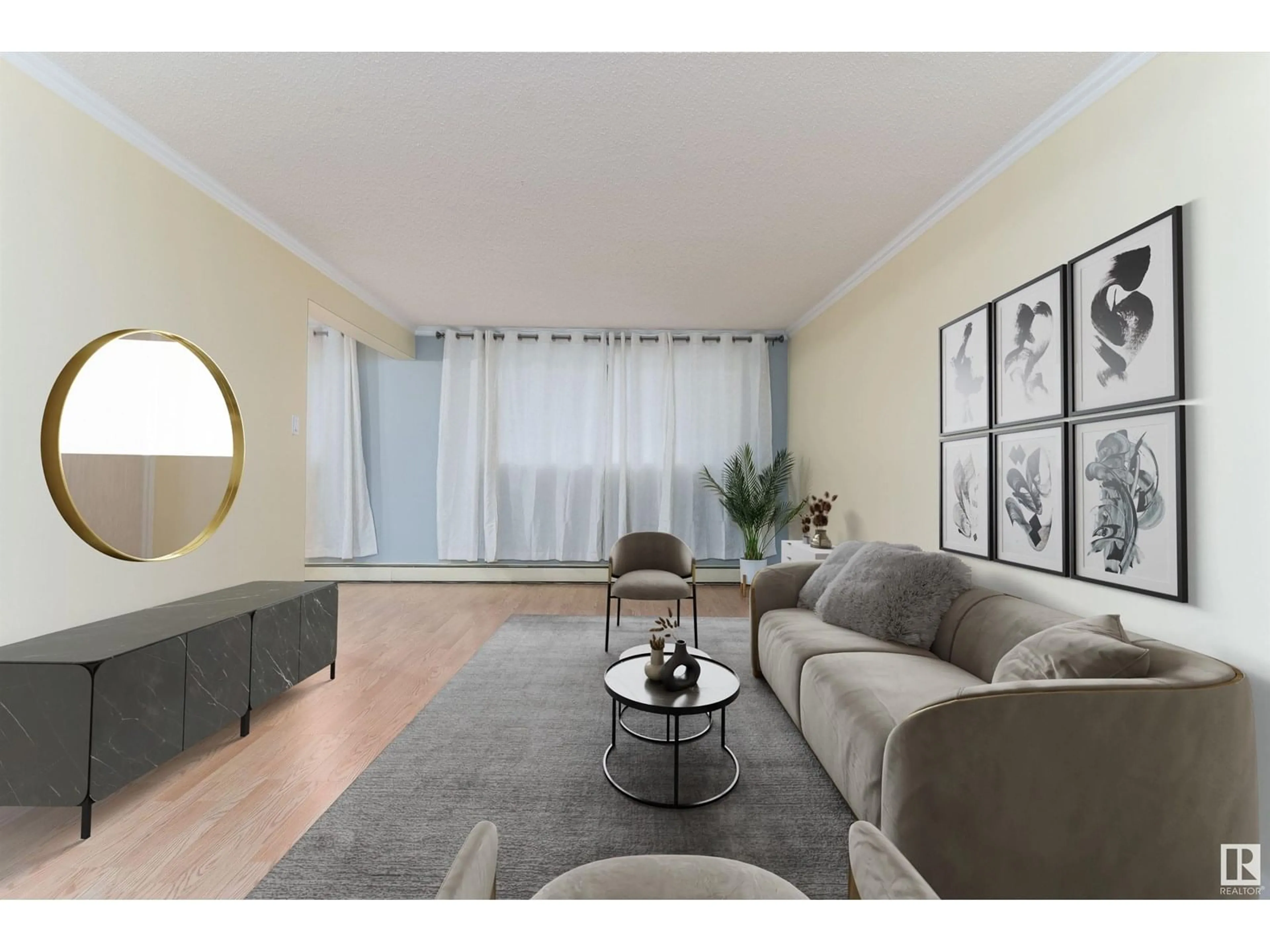 Living room with furniture, unknown for 9925 83 AV, Edmonton Alberta T6E2B9
